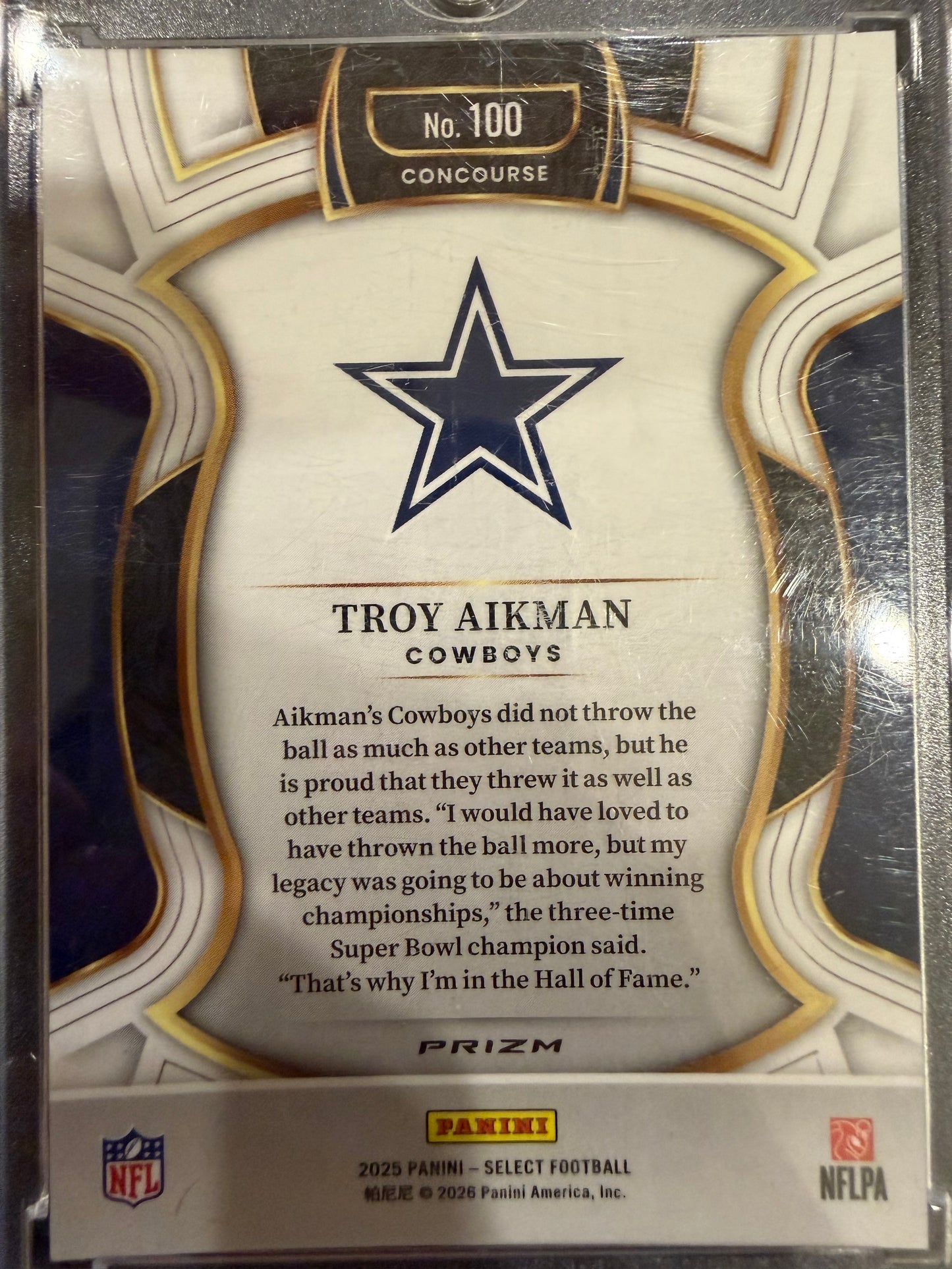 2026 Panini Select Prizm Concourse Troy Aikman #100 Zebra