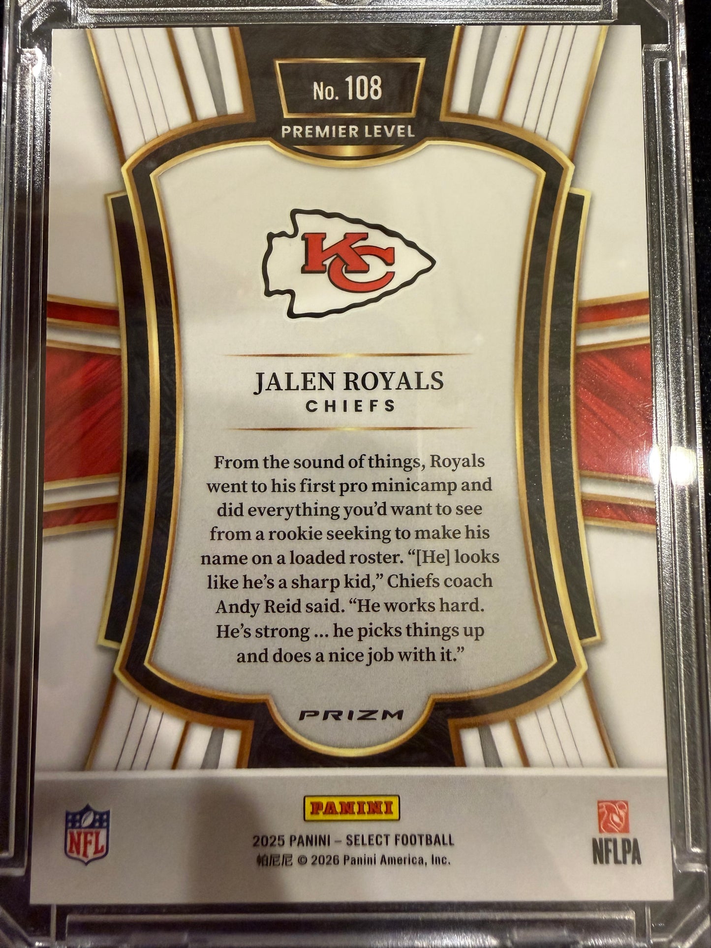 2026 Panini Select Prizm Jalen Royals #108 Zebra RC