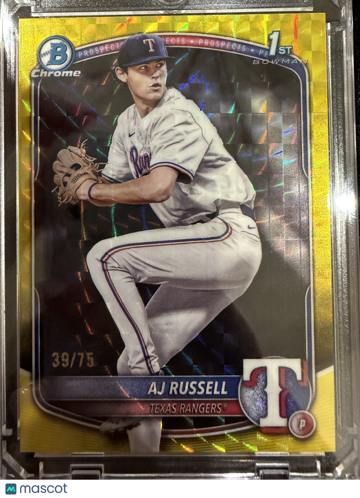 2023 Bowman Draft Chrome AJ Russell #BDC-51 Yellow Lunar Glow Refractor /75