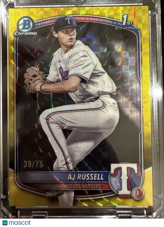 2023 Bowman Draft Chrome AJ Russell #BDC-51 Yellow Lunar Glow Refractor /75