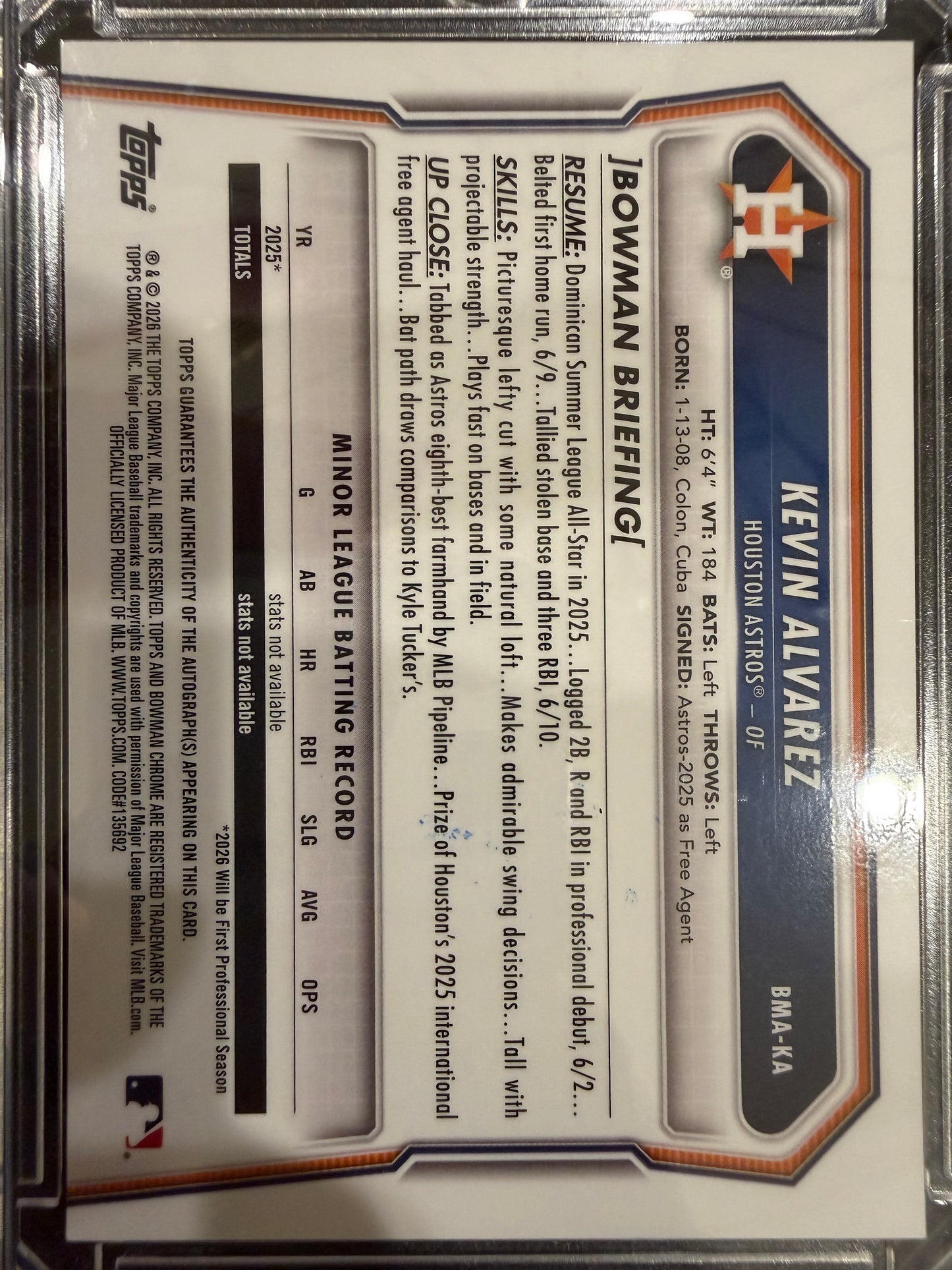 2026 Bowman Chrome Mojo Kevin Alvarez #BMA-KA Refractor