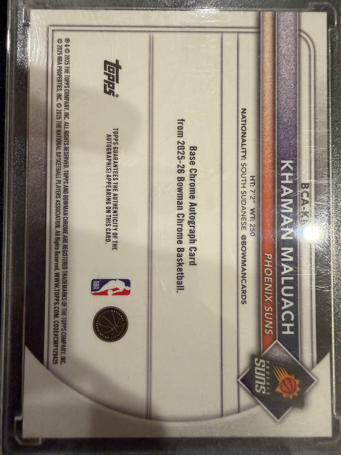 2025 Topps Bowman Chrome Khaman Maluach #BCA-KM Green Refractor /99 RC