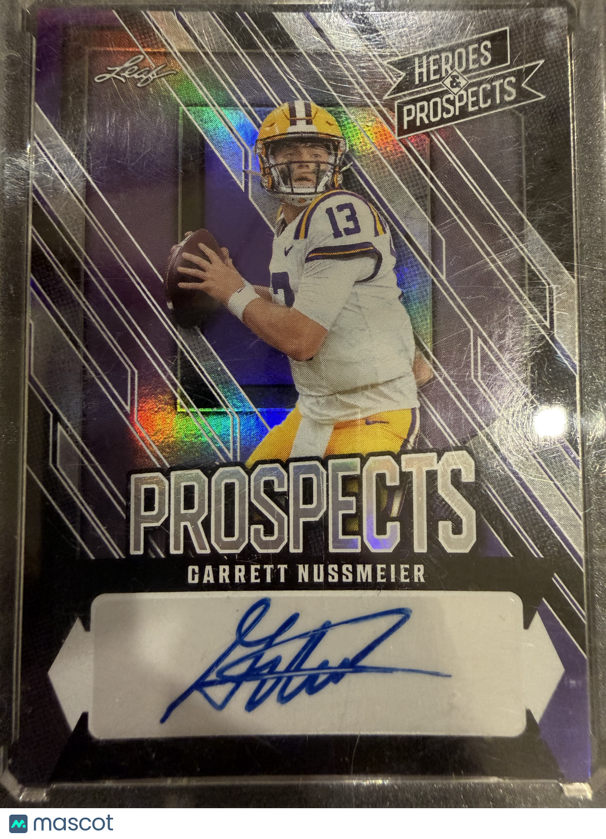 2024 Leaf Heroes & Prospects Garrett Nussmeier #AP-GN1 Purple Prism