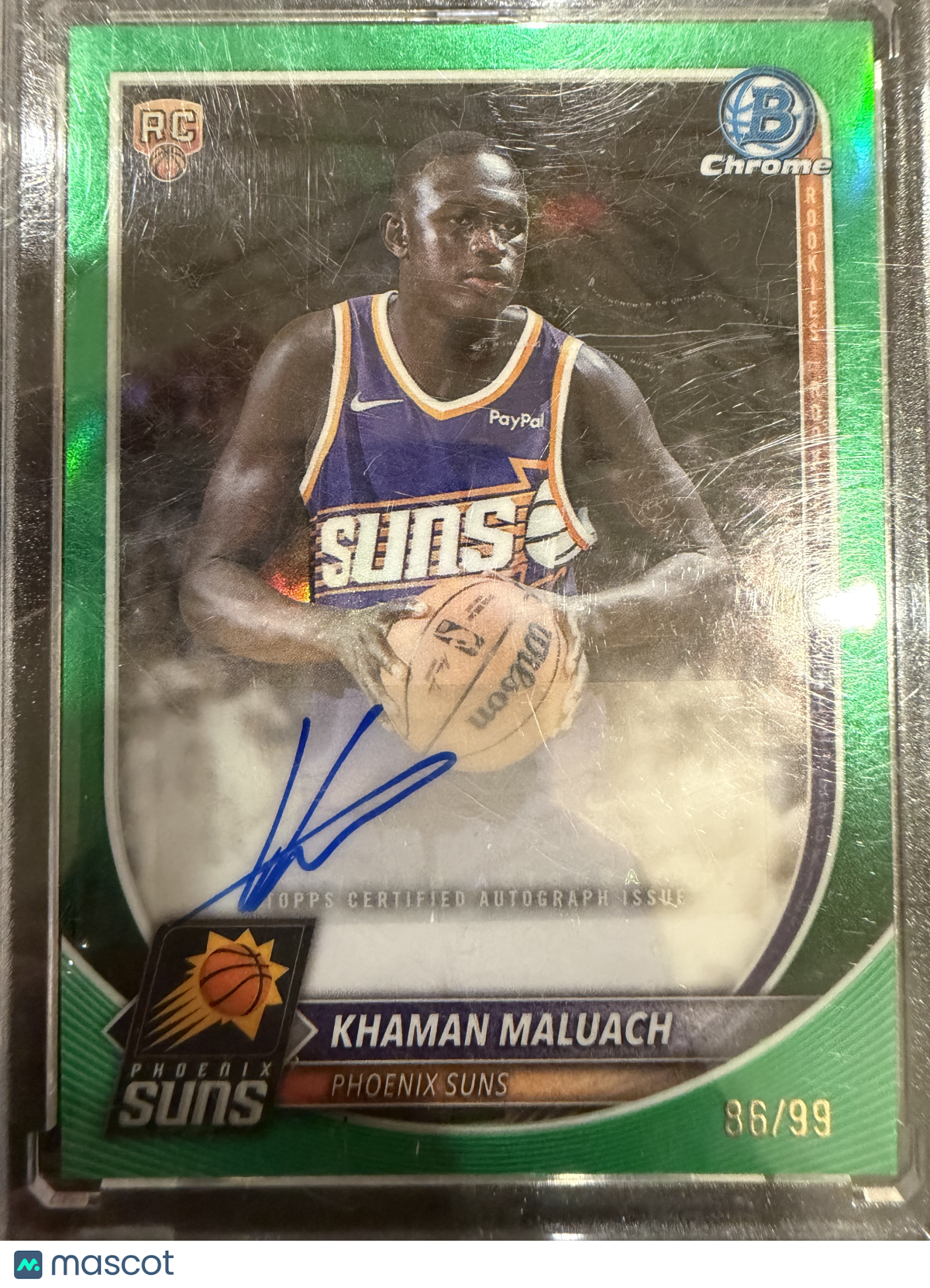2025 Topps Bowman Chrome Khaman Maluach #BCA-KM Green Refractor /99 RC
