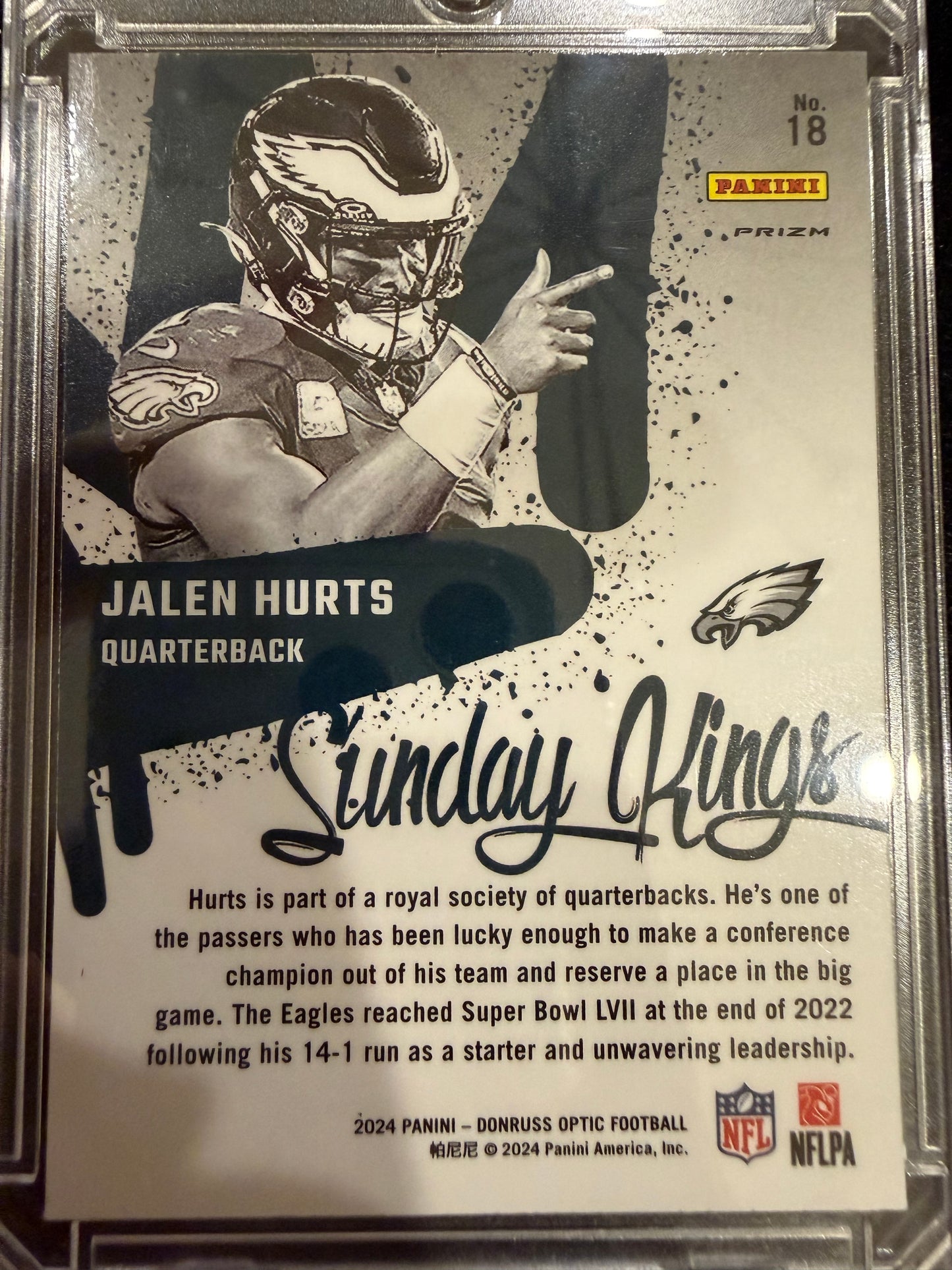 2024 Panini Donruss Optic Sunday Kings Jalen Hurts #18 Prizm Holo