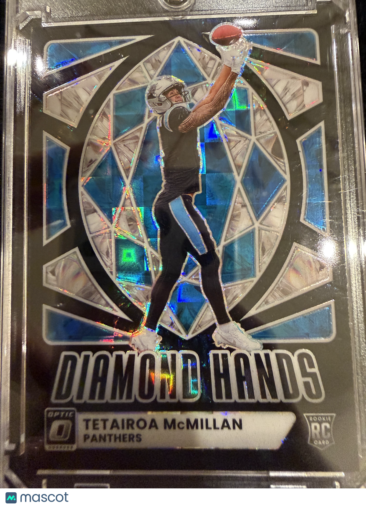 2025 Panini Donruss Optic Diamond Hands Tetairoa McMillan #2 Blue Prizm RC