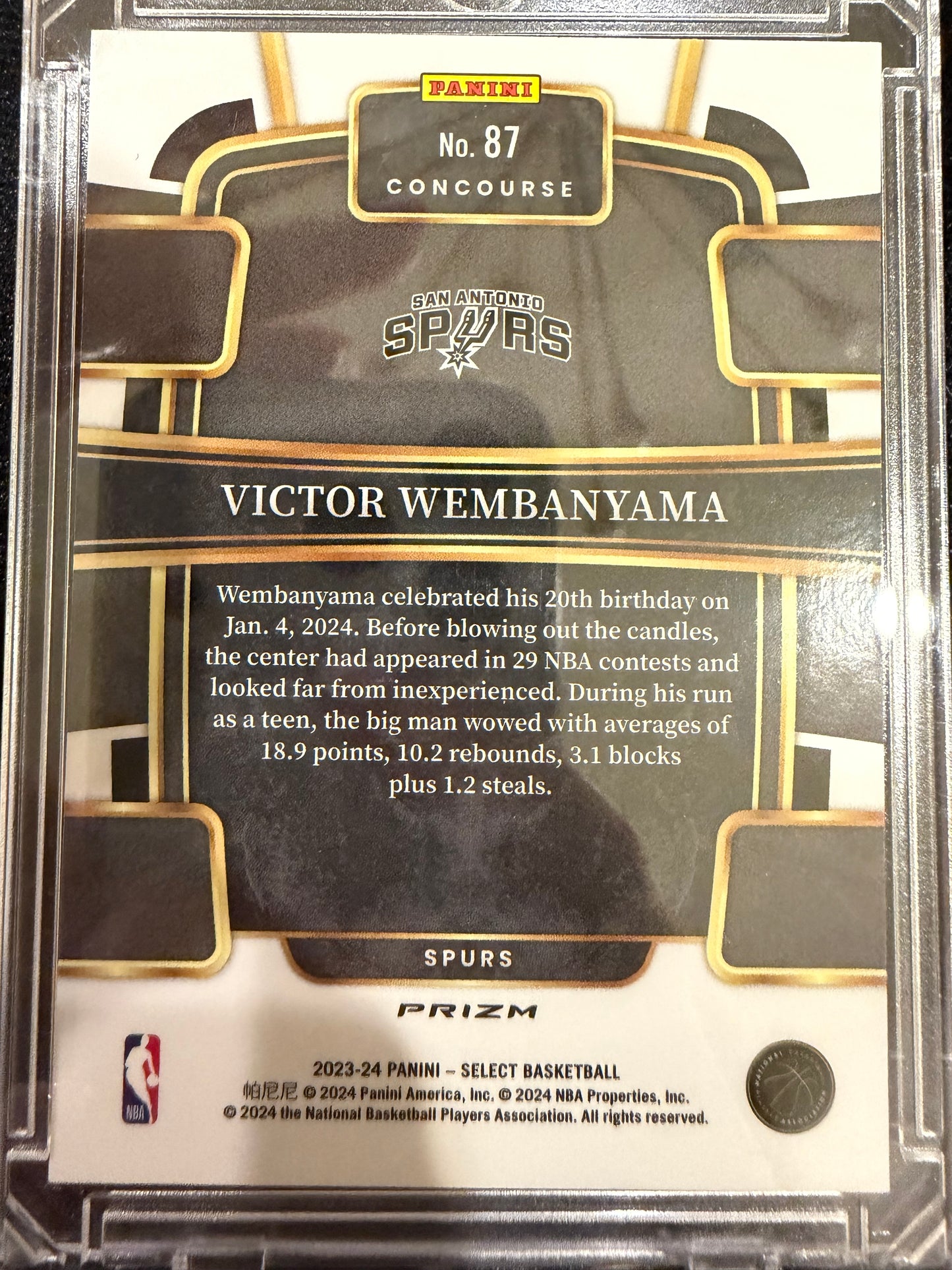 2024 Panini Select Concourse Victor Wembanyama #87 Silver Prizm RC