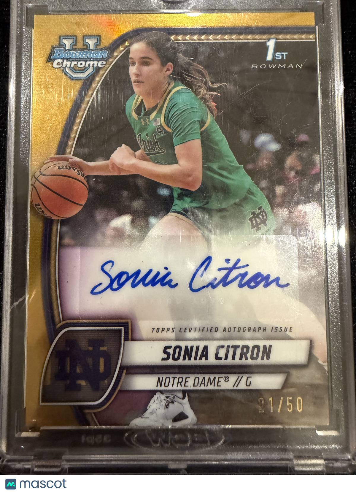 2024 Bowman University Chrome Sonia Citron #64 Gold Refractor 1st Bowman