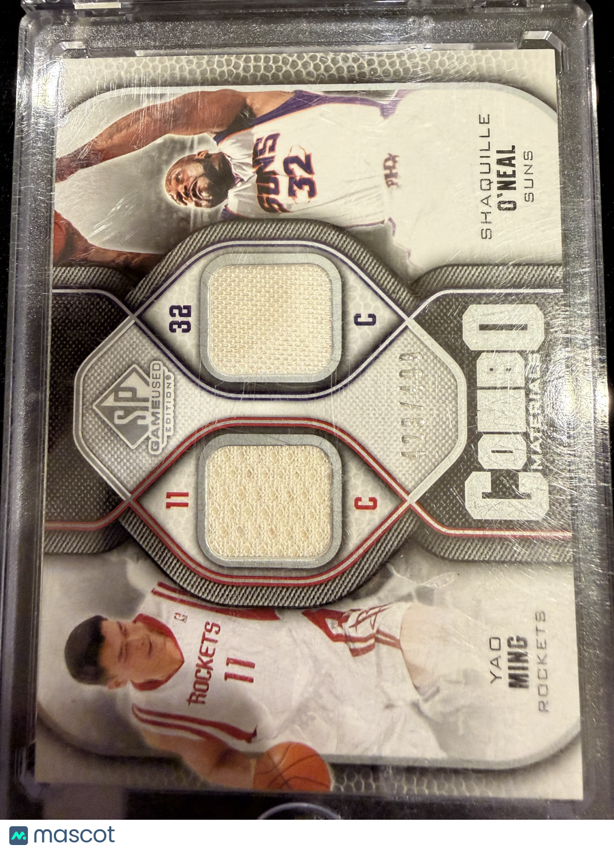 Yao Ming Shaquille O'Neal #CM-MO /499 Game-Used NBA memorabilia Combo Materials