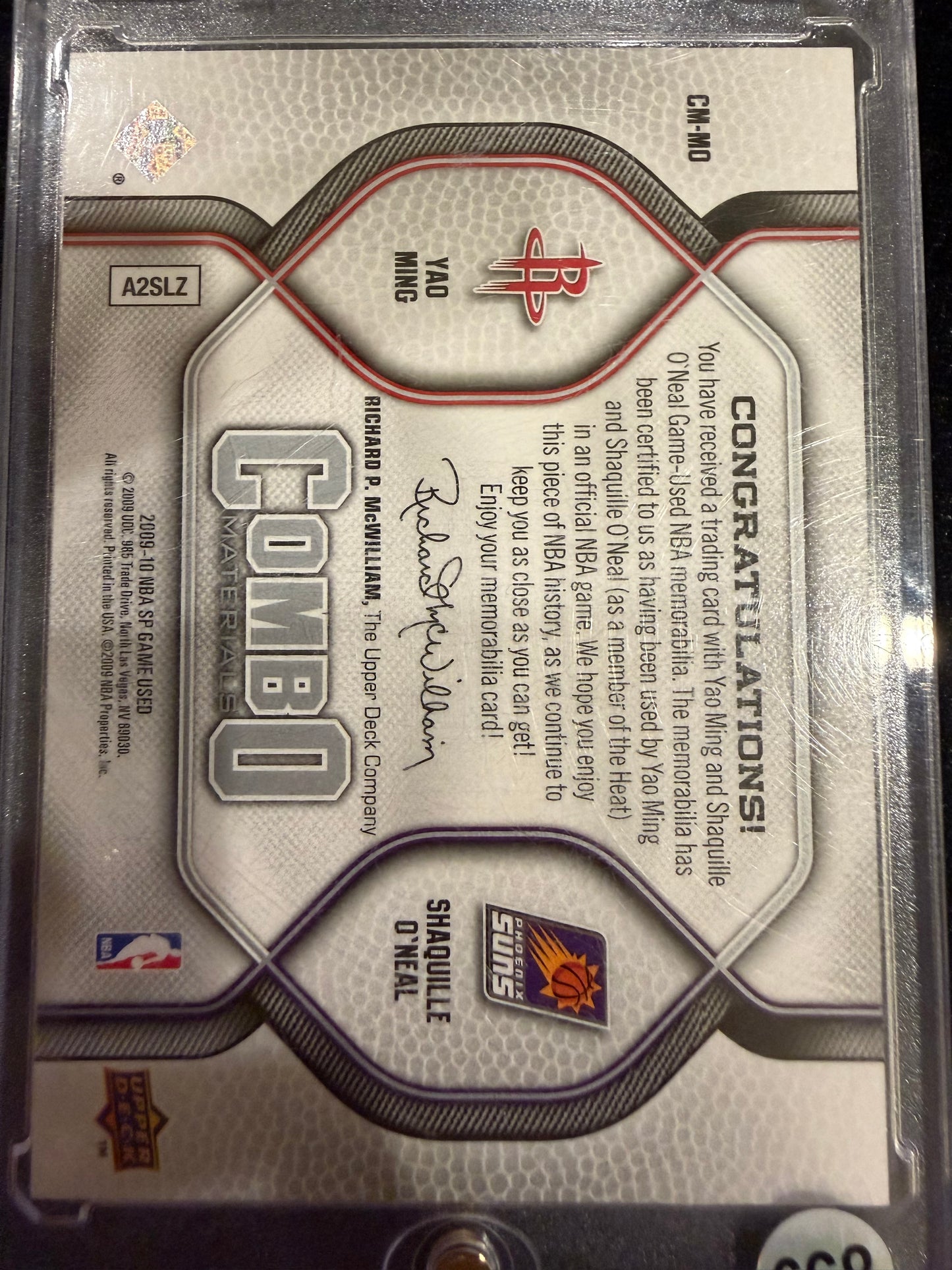 Yao Ming Shaquille O'Neal #CM-MO /499 Game-Used NBA memorabilia Combo Materials