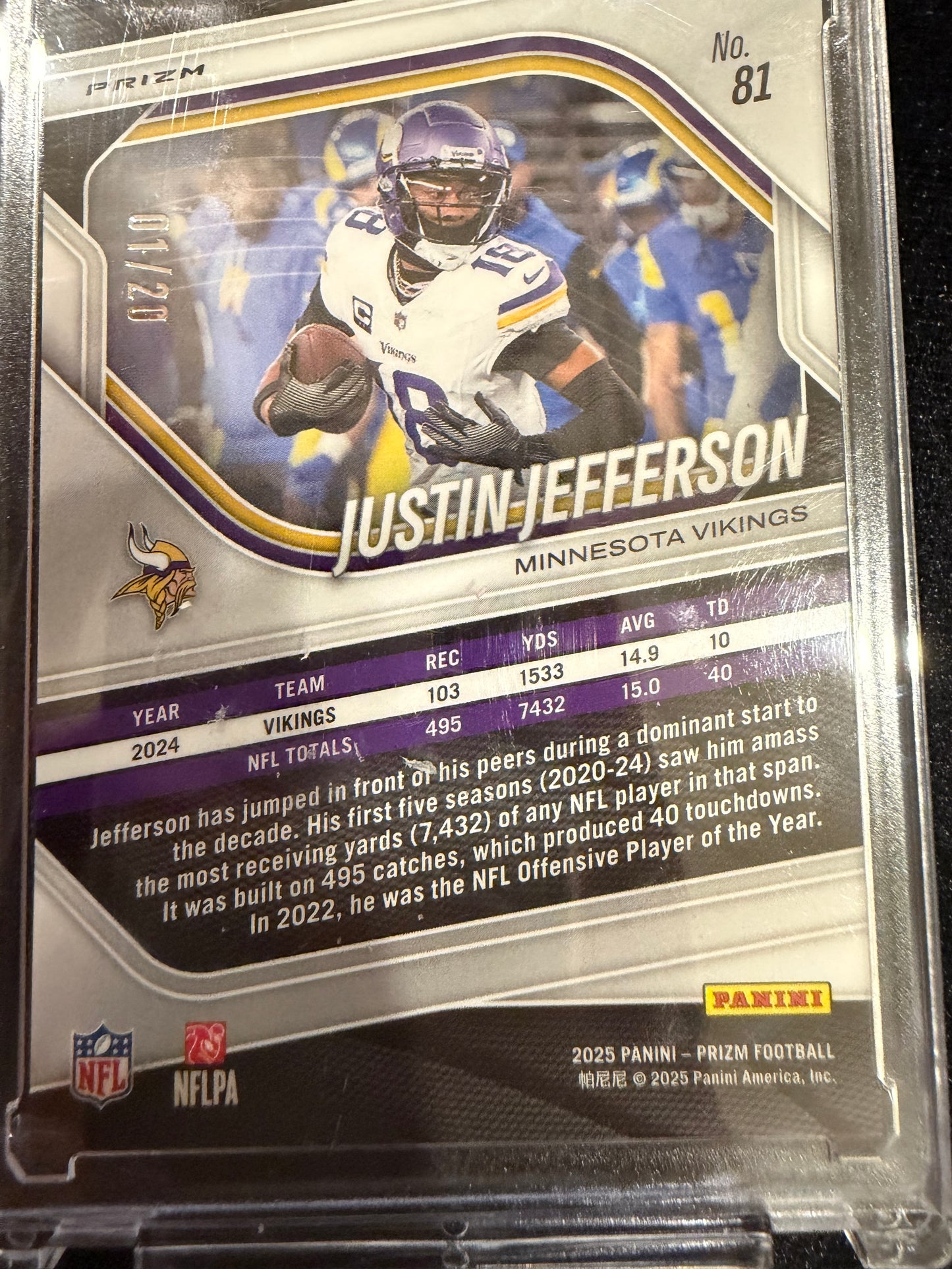 2025 Panini Prizm Football Justin Jefferson #81 Red Circles /20