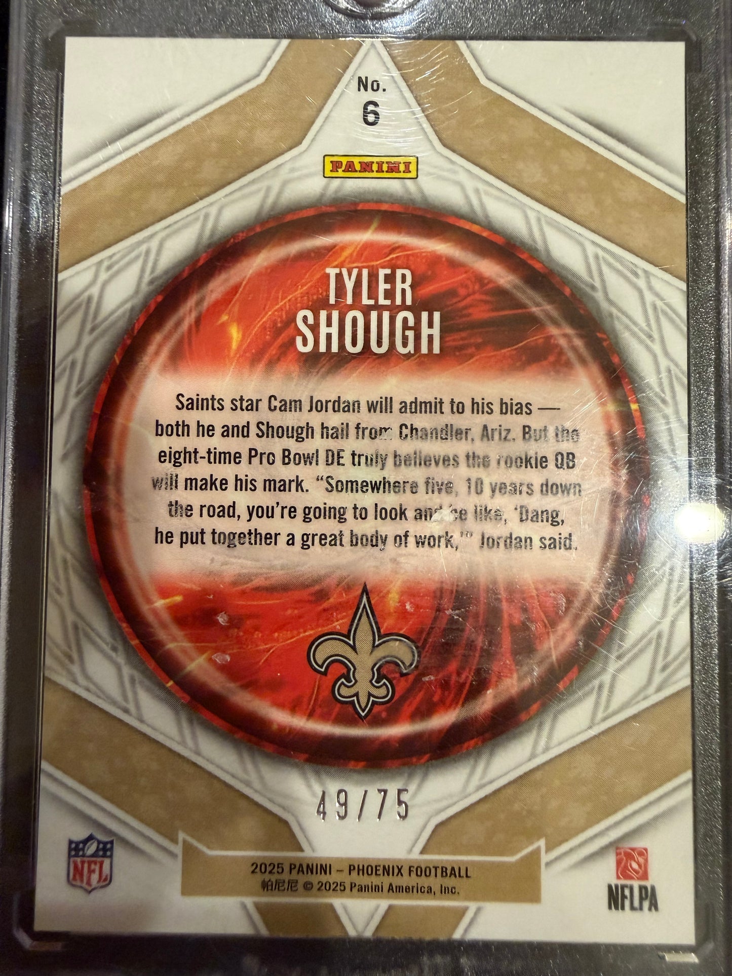 2025 Panini Phoenix Paragon Tyler Shough #6 /75 RC