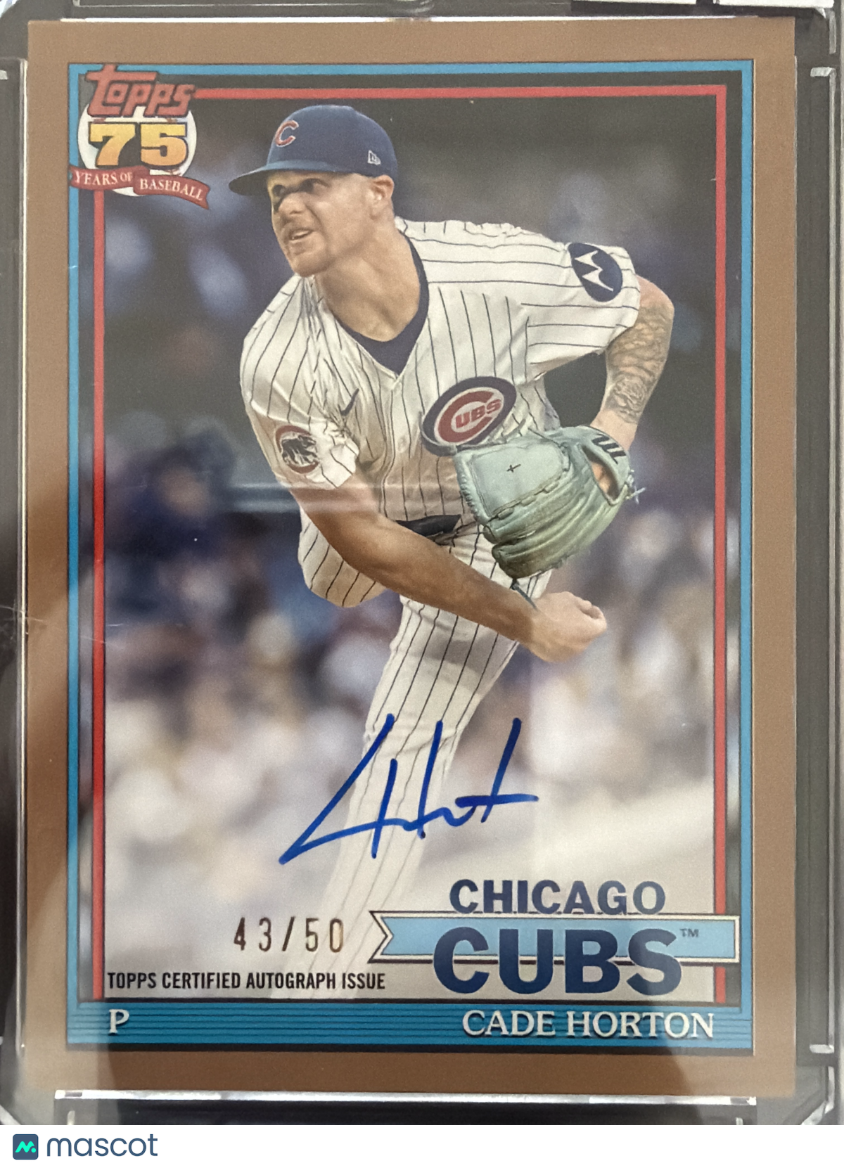 2026 Topps 1991 Topps Baseball Auto Card Cade Horton #91A-CH Gold Border /50