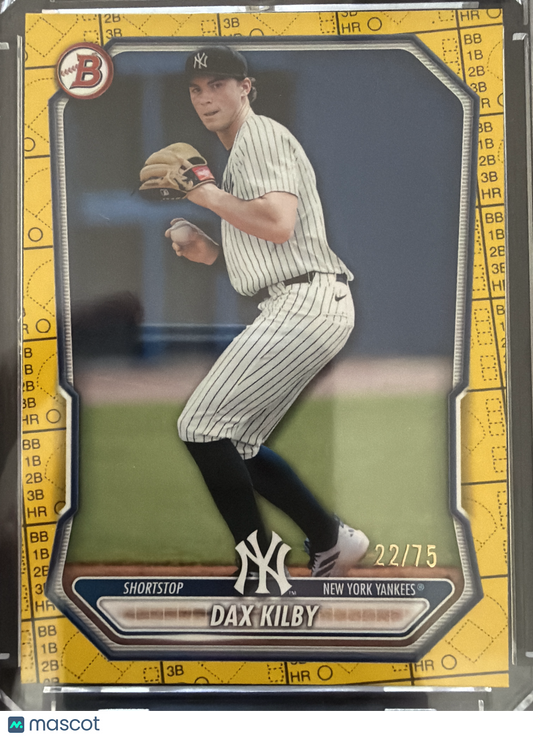 2026 Bowman Dax Kilby #BP-78 Yellow Scorecard /75
