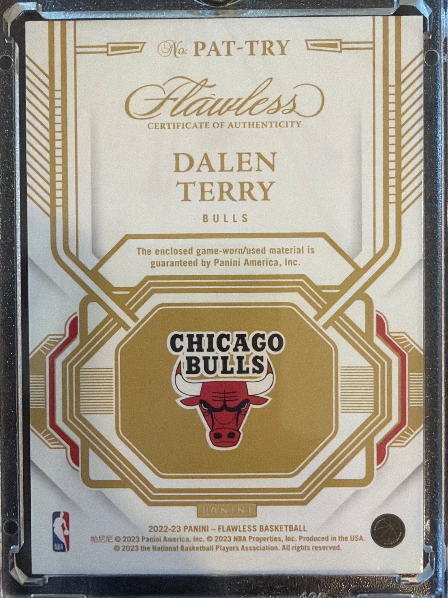 2023 Panini Flawless Dalen Terry #PAT-TRY /15 Patch