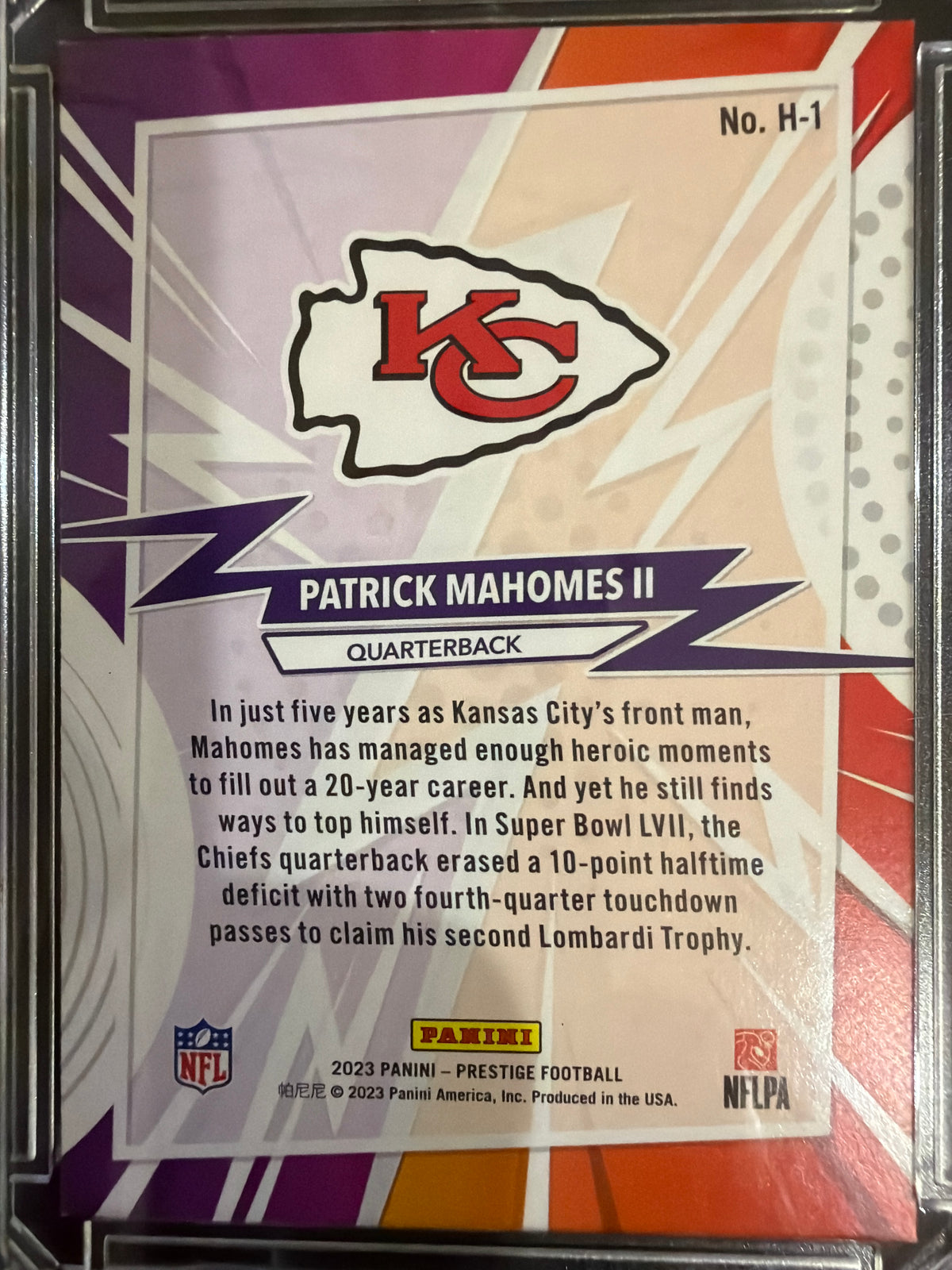 2023 Panini Prestige Heroes Patrick Mahomes II #H-1 Holo