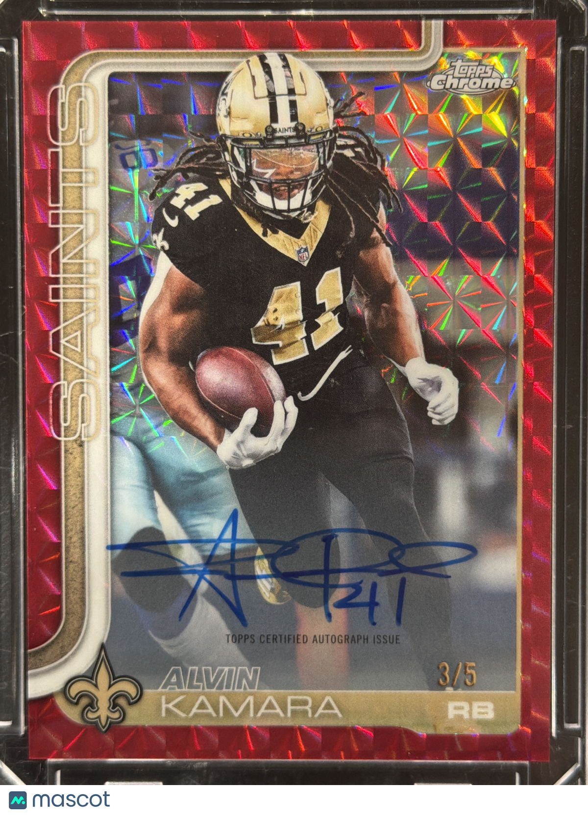2025 Topps Chrome Alvin Kamara #BA-AK Red Pulsar Geometric Refractor /5