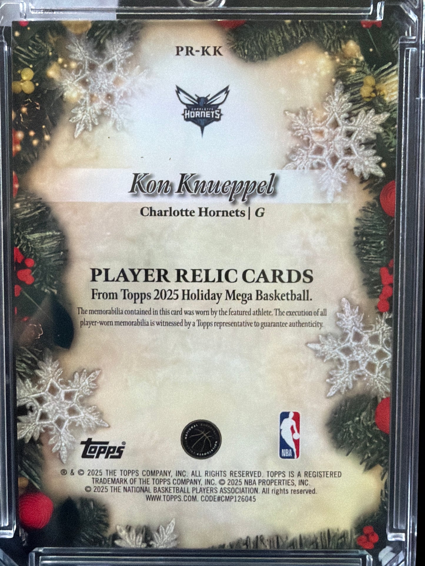 2025 Topps Holiday Mega Kon Knueppel #PR-KK Player-Worn Memorabilia RC