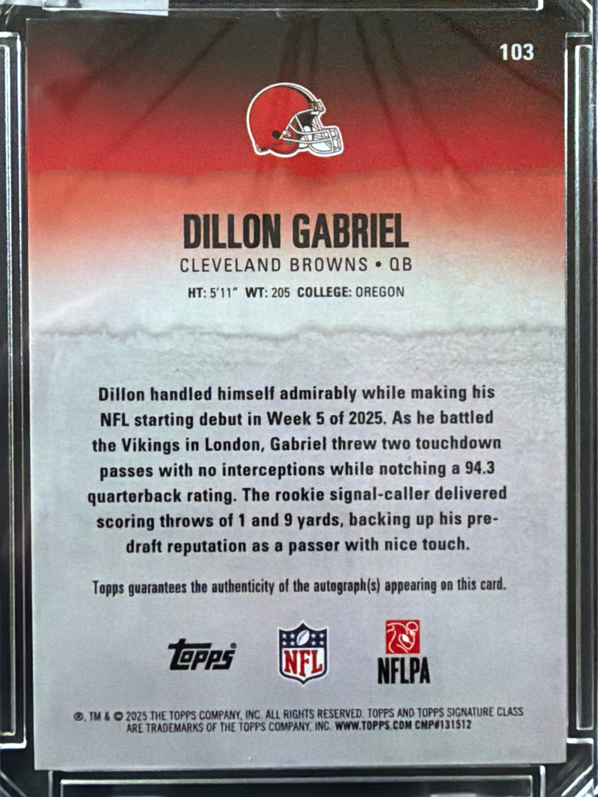 2025 Topps Signature Class Dillon Gabriel #103 /50 RC