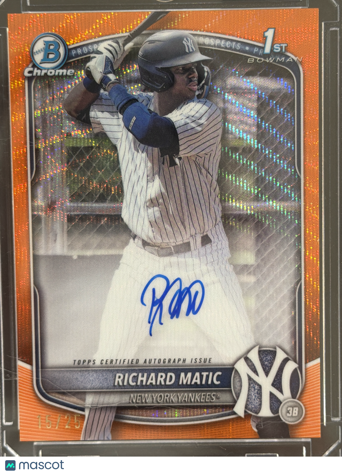 2025 Topps Bowman Chrome Richard Matic #CPA-RM Orange Shimmer Refractor /25