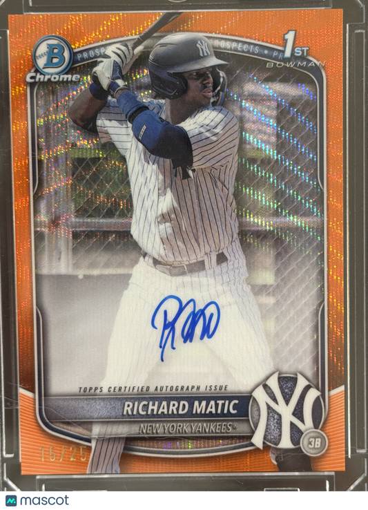 2025 Topps Bowman Chrome Richard Matic #CPA-RM Orange Shimmer Refractor /25