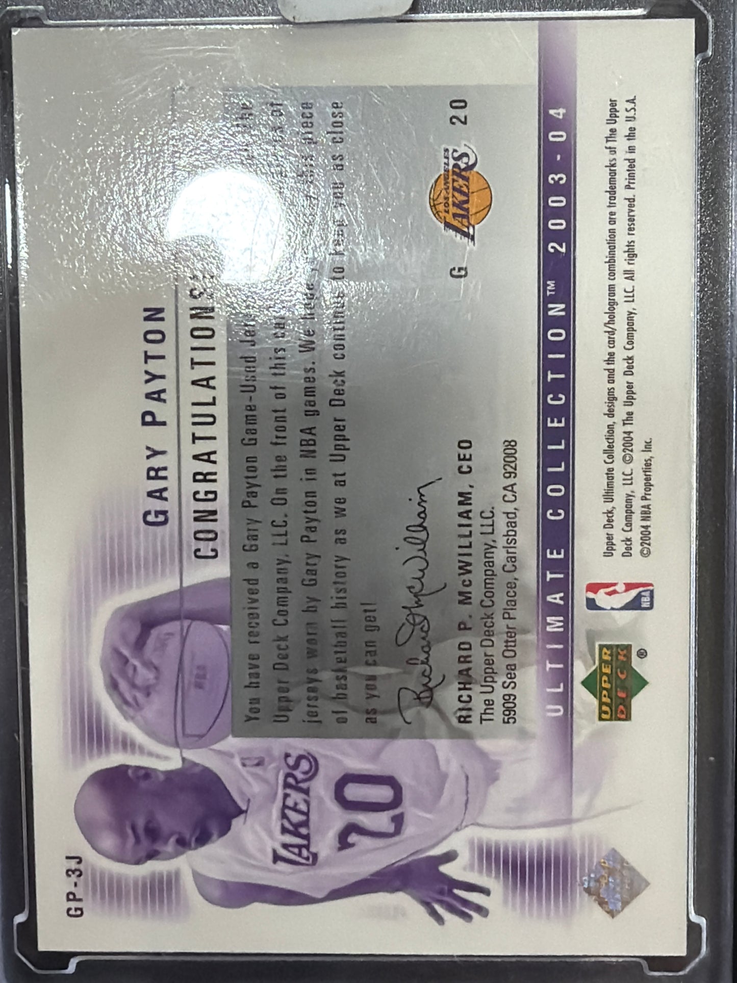 2004 Upper Deck Ultimate Collection Gary Payton #GP-3J /25 Triple Game Jersey