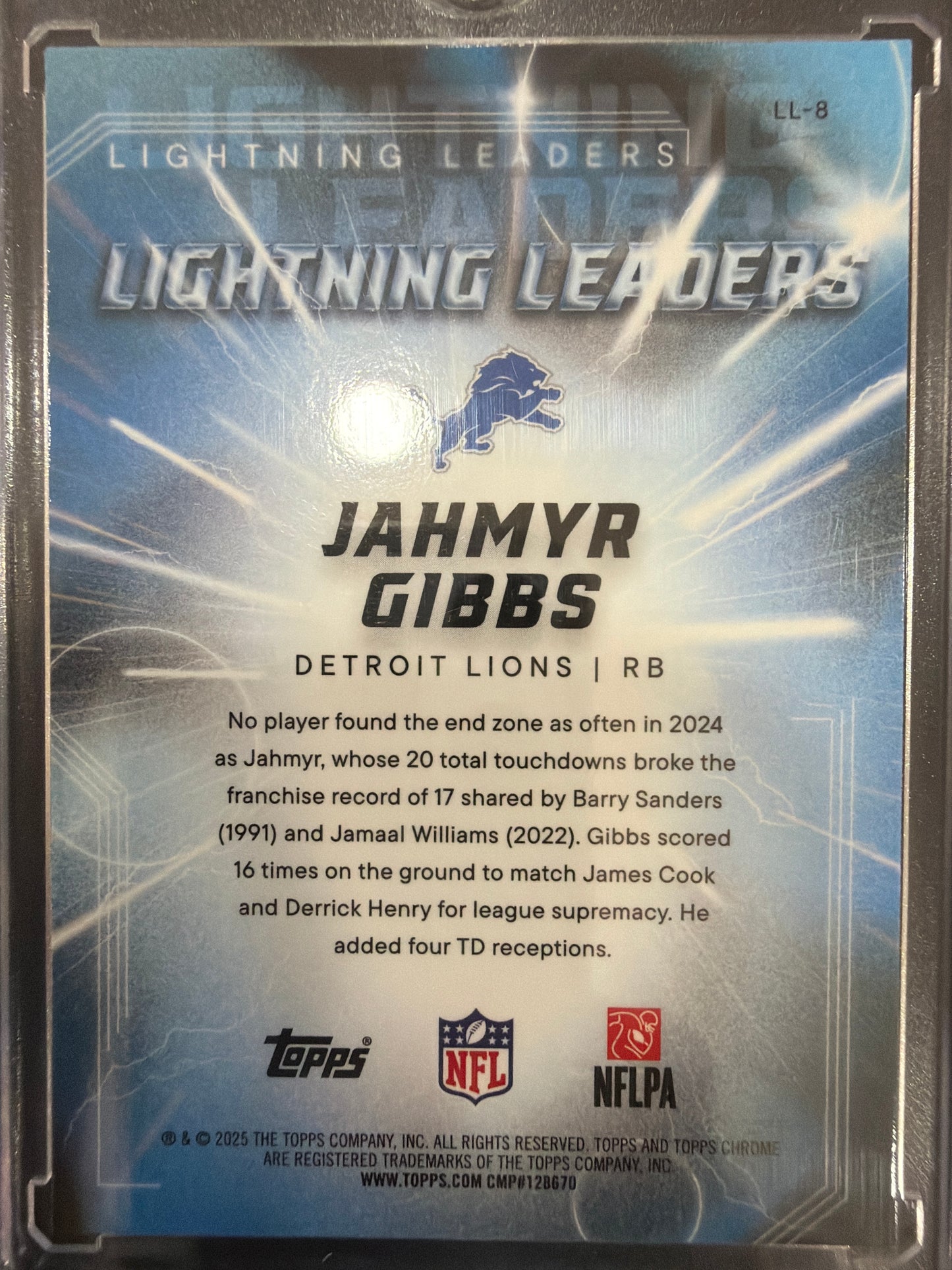 2025 Topps Chrome Lightning Leaders Jahmyr Gibbs #LL-8