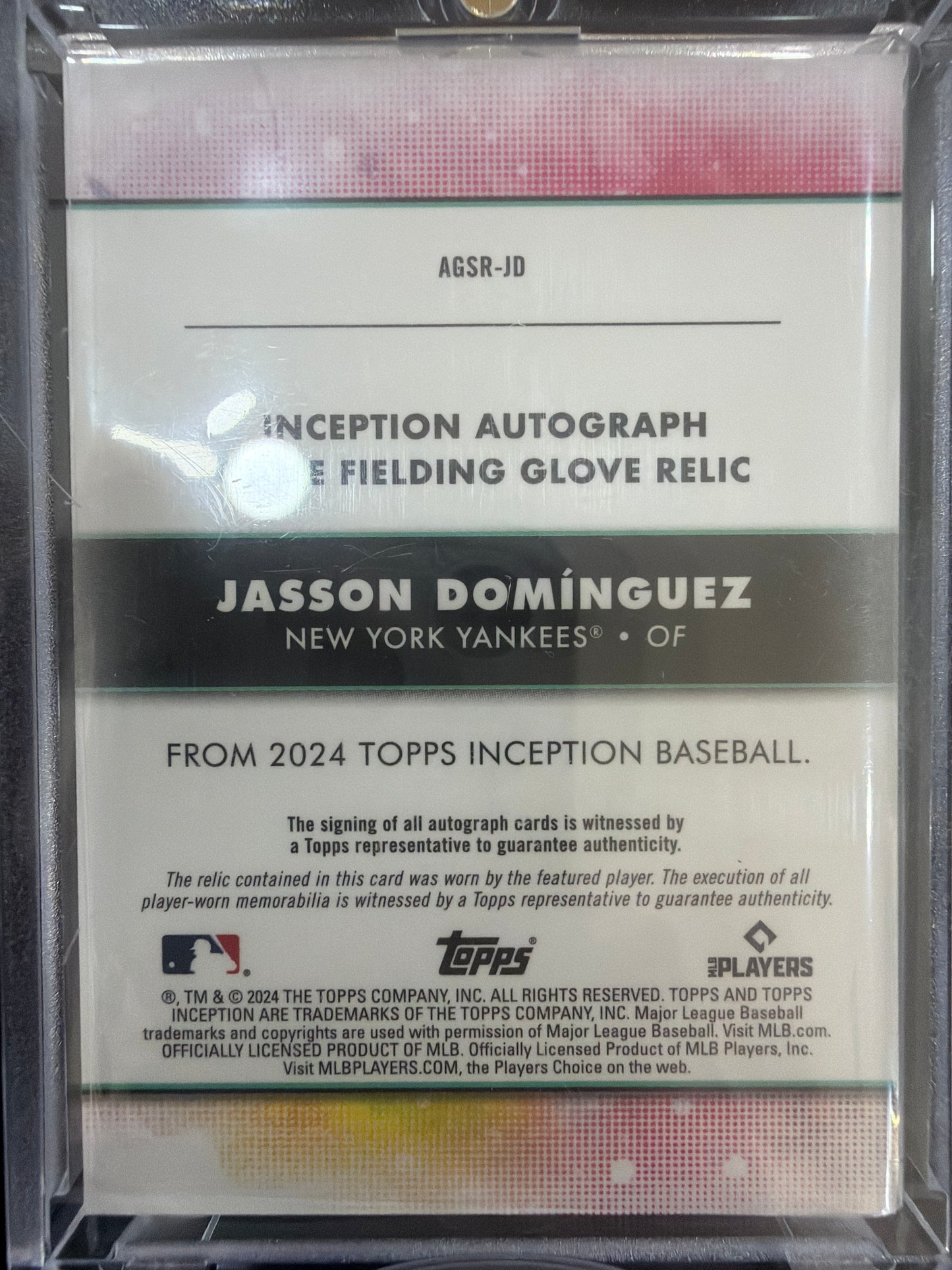 2024 Topps Inception Jasson Domínguez #AGSR-JD Game-Used Fielding Glove Relic