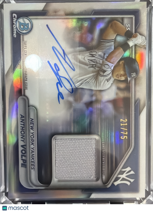 2024 Topps  Anthony Volpe #BCAR-AV /75 Chrome Autograph Relic Card Memorabilia