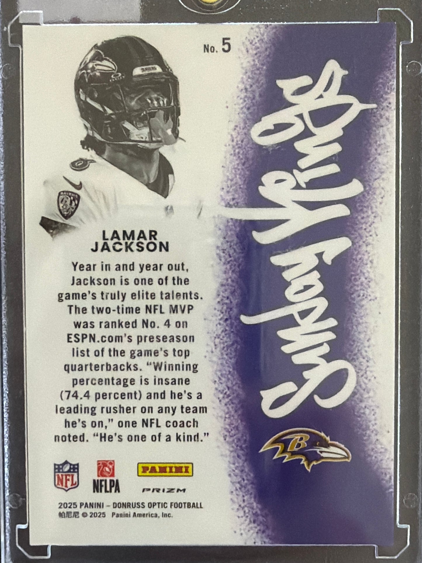 2025 Panini Donruss Optic Prizm Sunday Kings Lamar Jackson #5