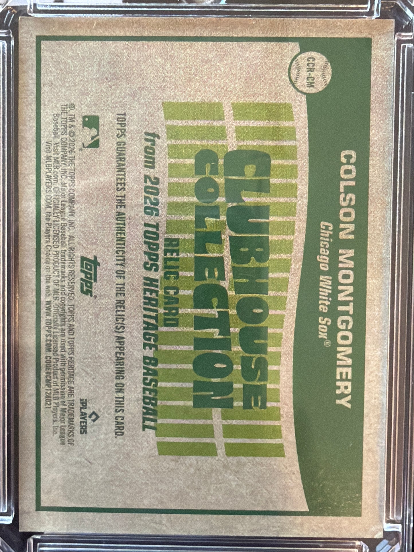 2026 Topps Heritage  Colson Montgomery #CCR-CM Relic RC Game-Used Memorabilia