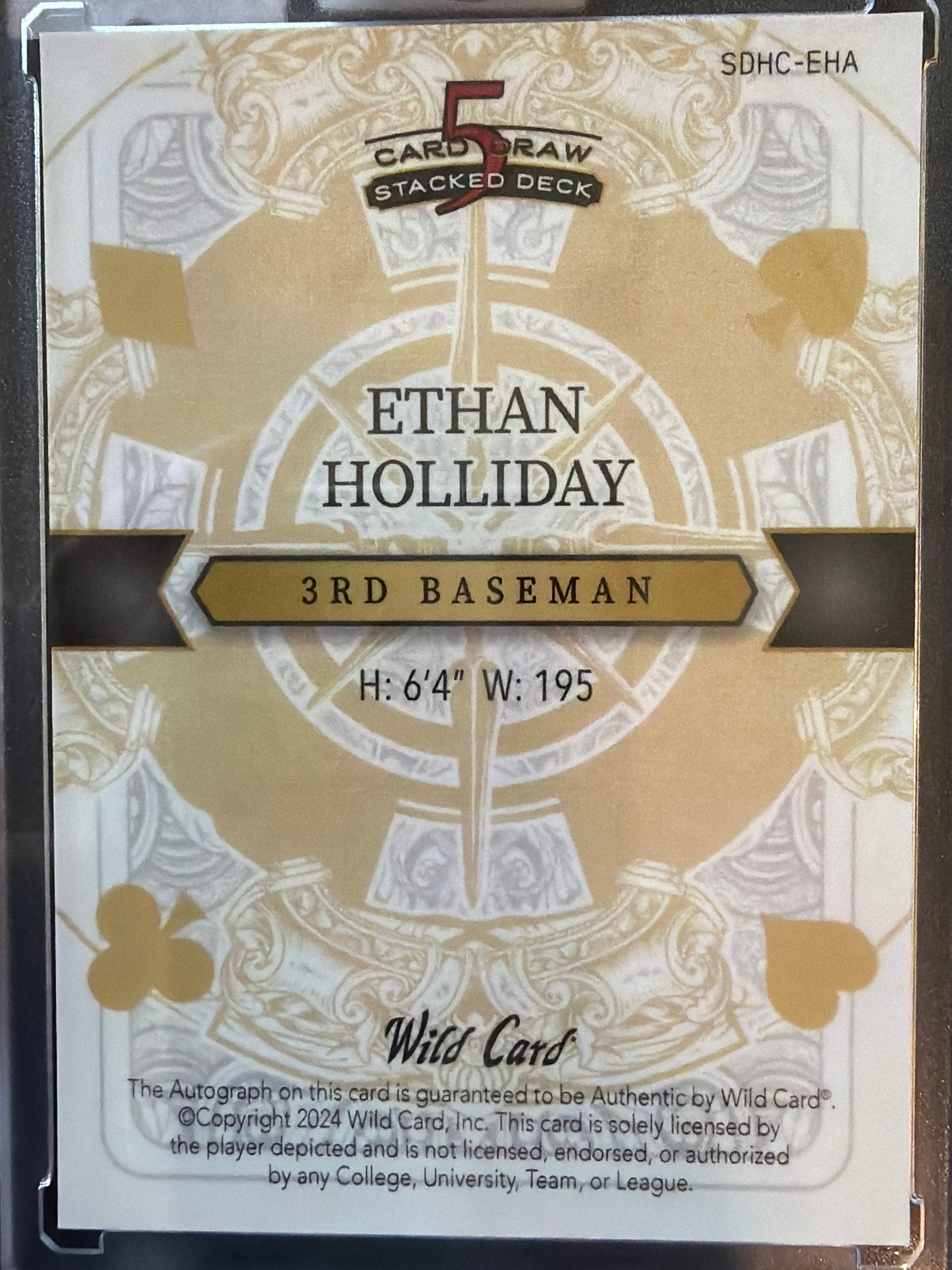 2024 Wild Card 5 Card Draw Stacked Deck Ethan Holliday #SDHC-EHA /1