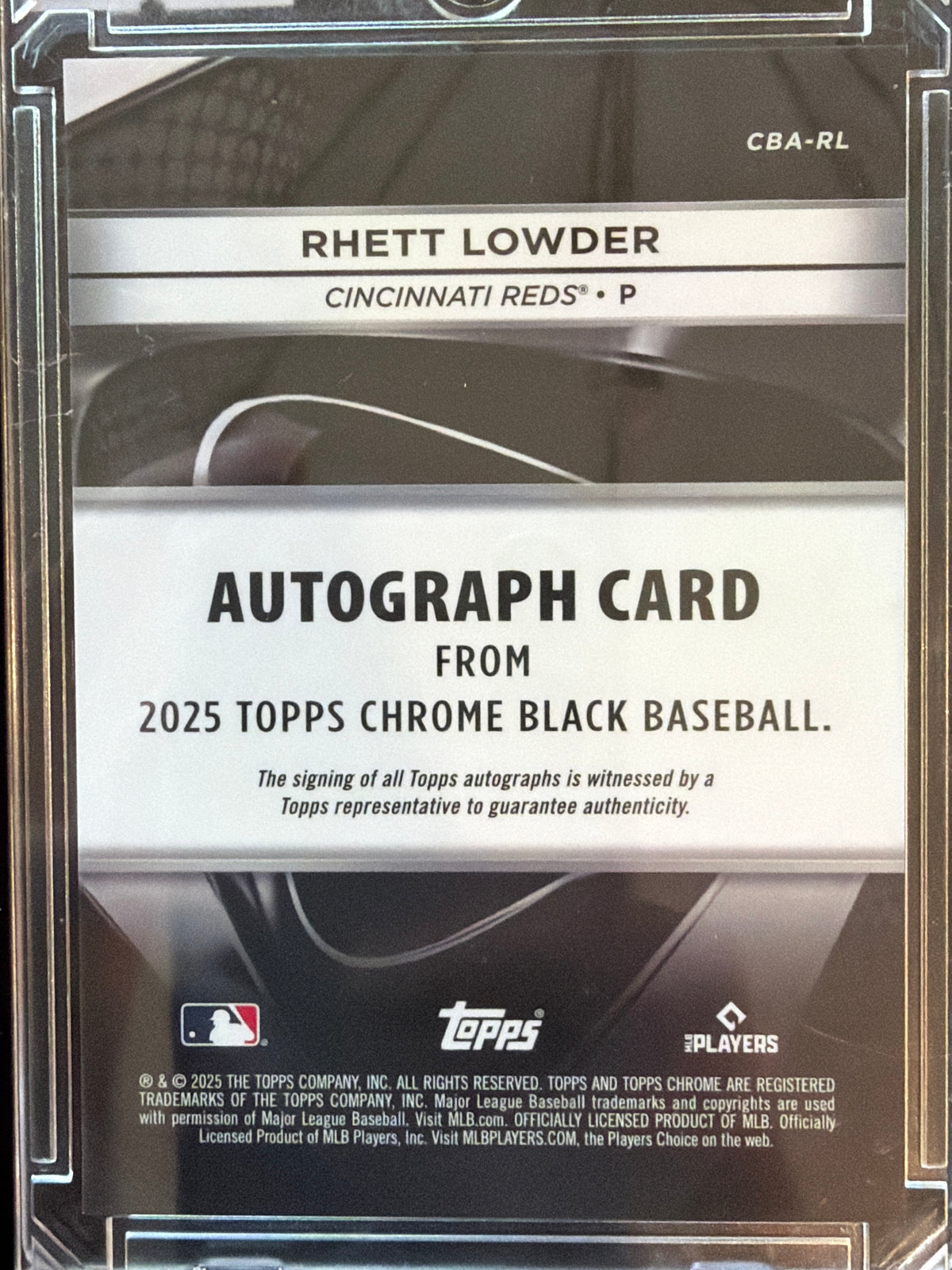 2025 Topps Chrome Black Rhett Lowder #CBA-RL Gold /50 RC