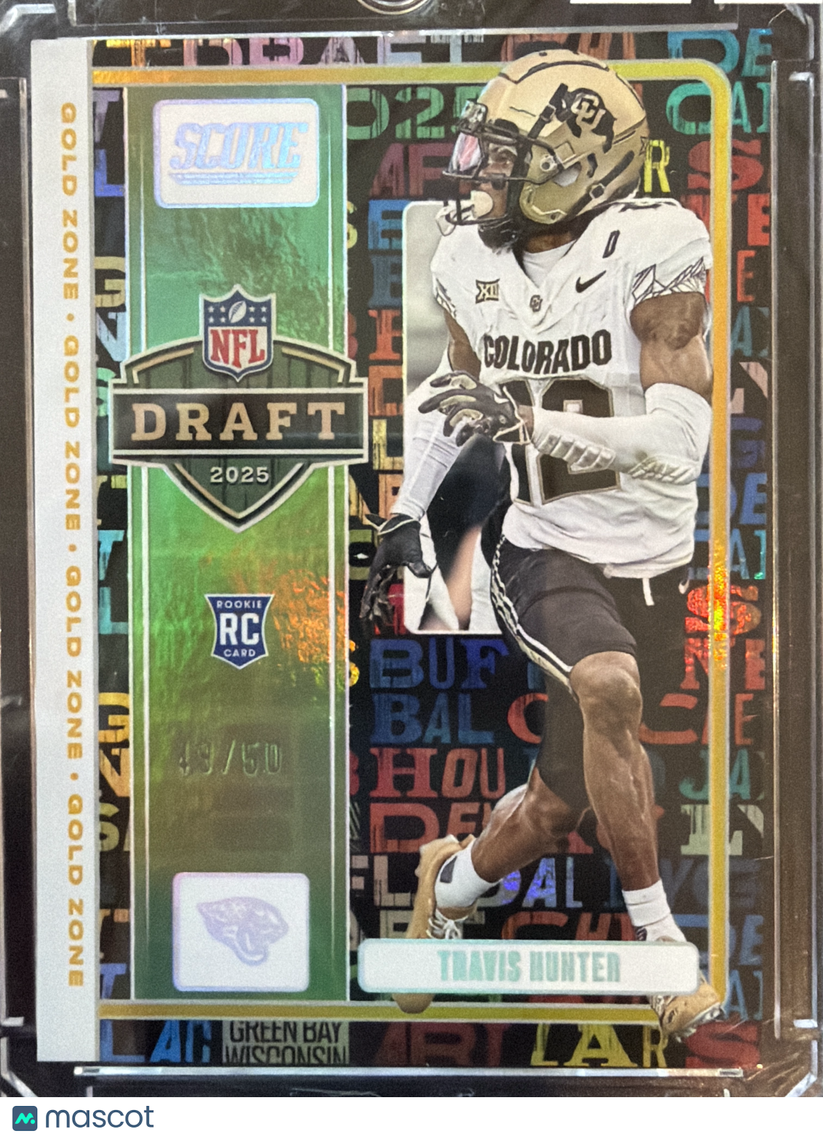 2025 Panini Score Football Gold Zone Travis Hunter #11 /50 RC