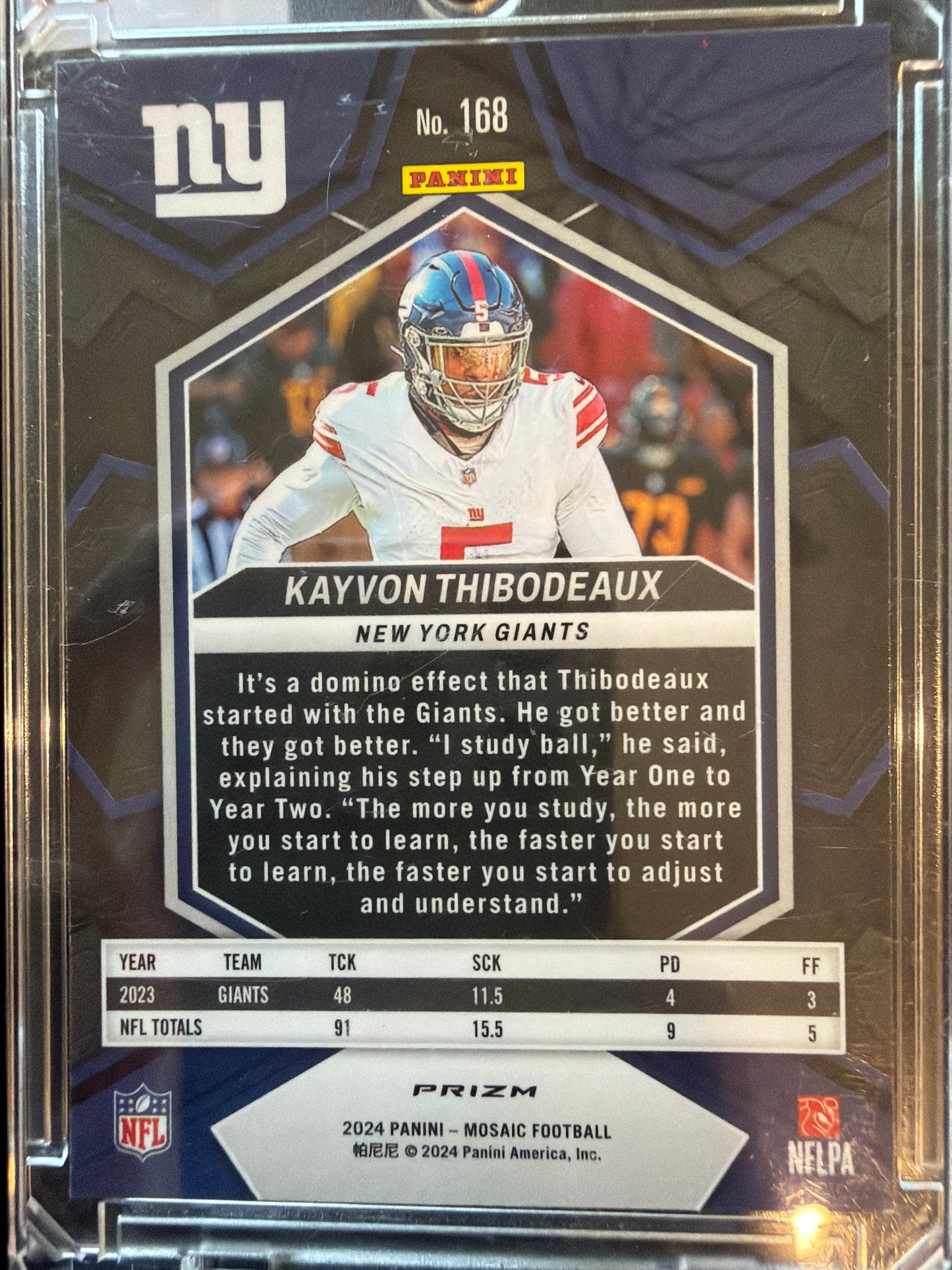 2024 Panini Mosaic Prizm Football Kayvon Thibodeaux #168 Genesis