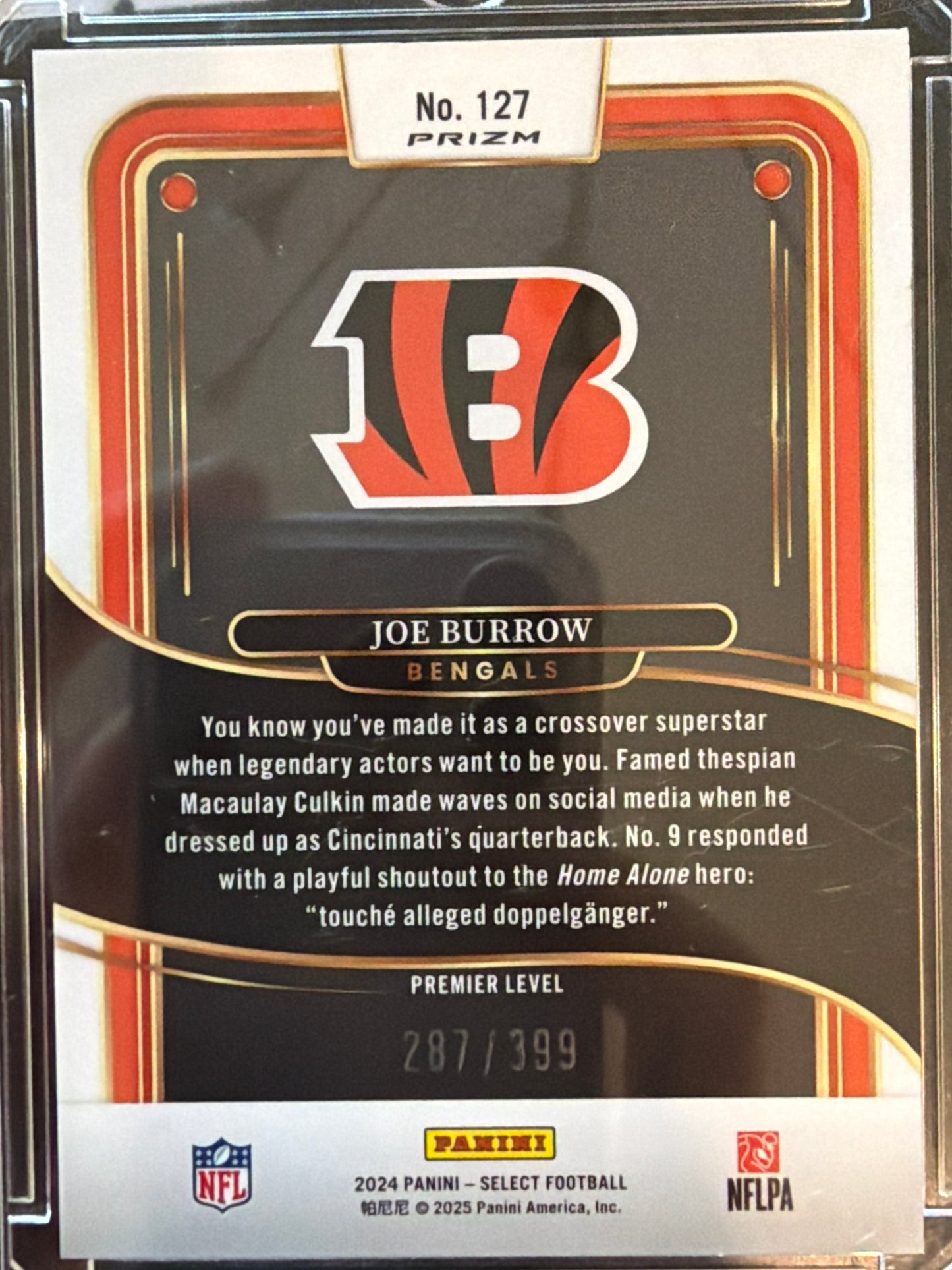 2025 Panini Select Premier Level Joe Burrow #127 Prizm /399