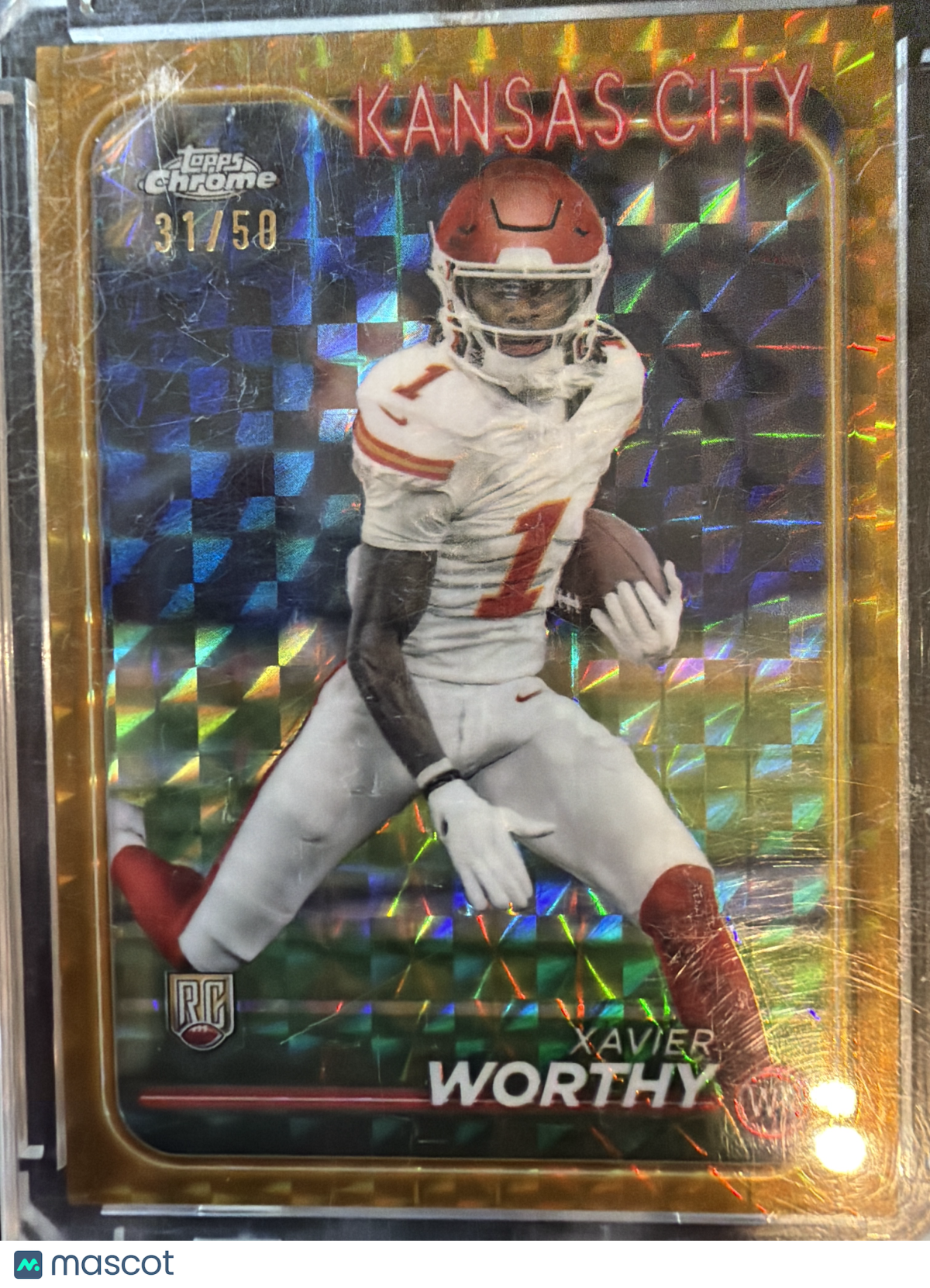2024 Topps Chrome Xavier Worthy #208 Gold X-Fractor /58 RC