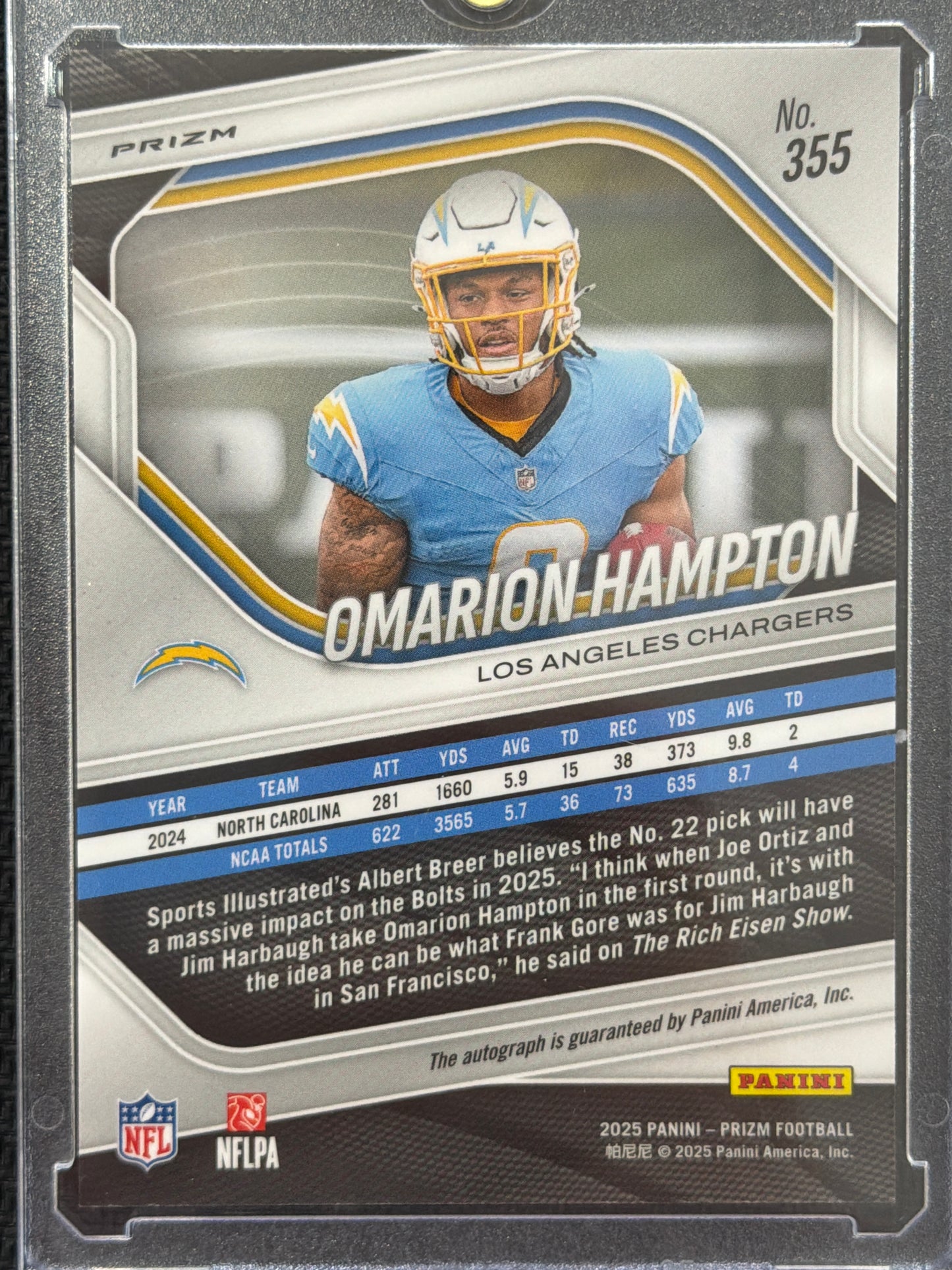 2025 Panini Prizm Omarion Hampton #355 Silver RC