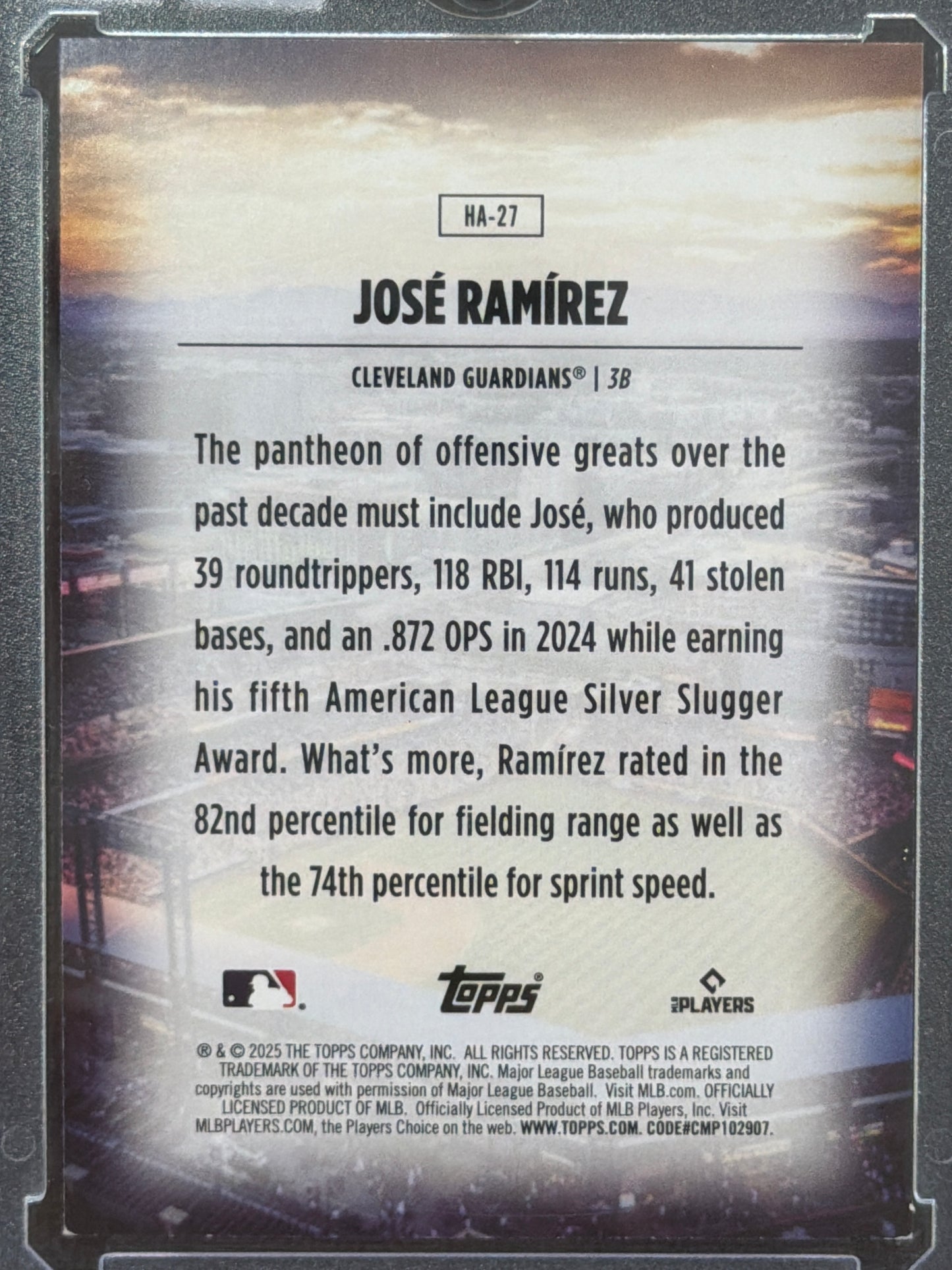 2025 Topps Home Field Advantage José Ramírez #HA-27