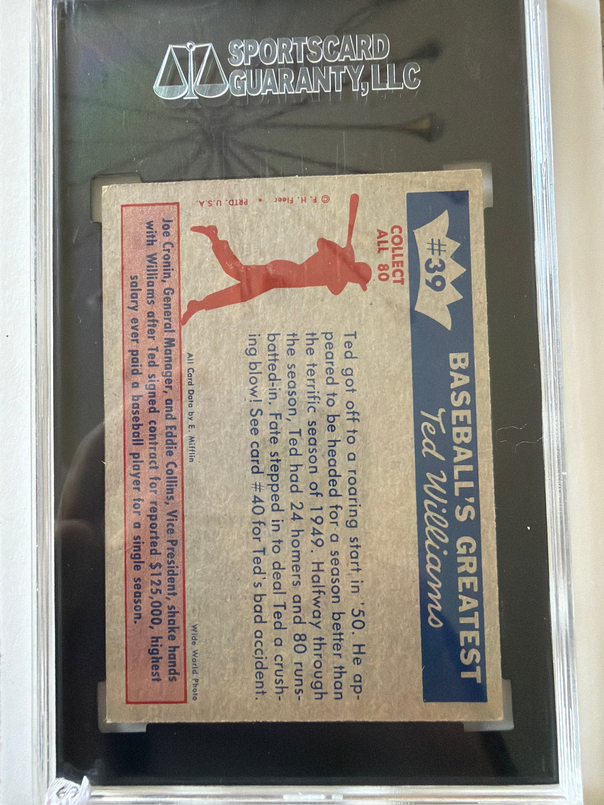 1959 Fleer Ted Williams Ted Williams #39 SGC 8