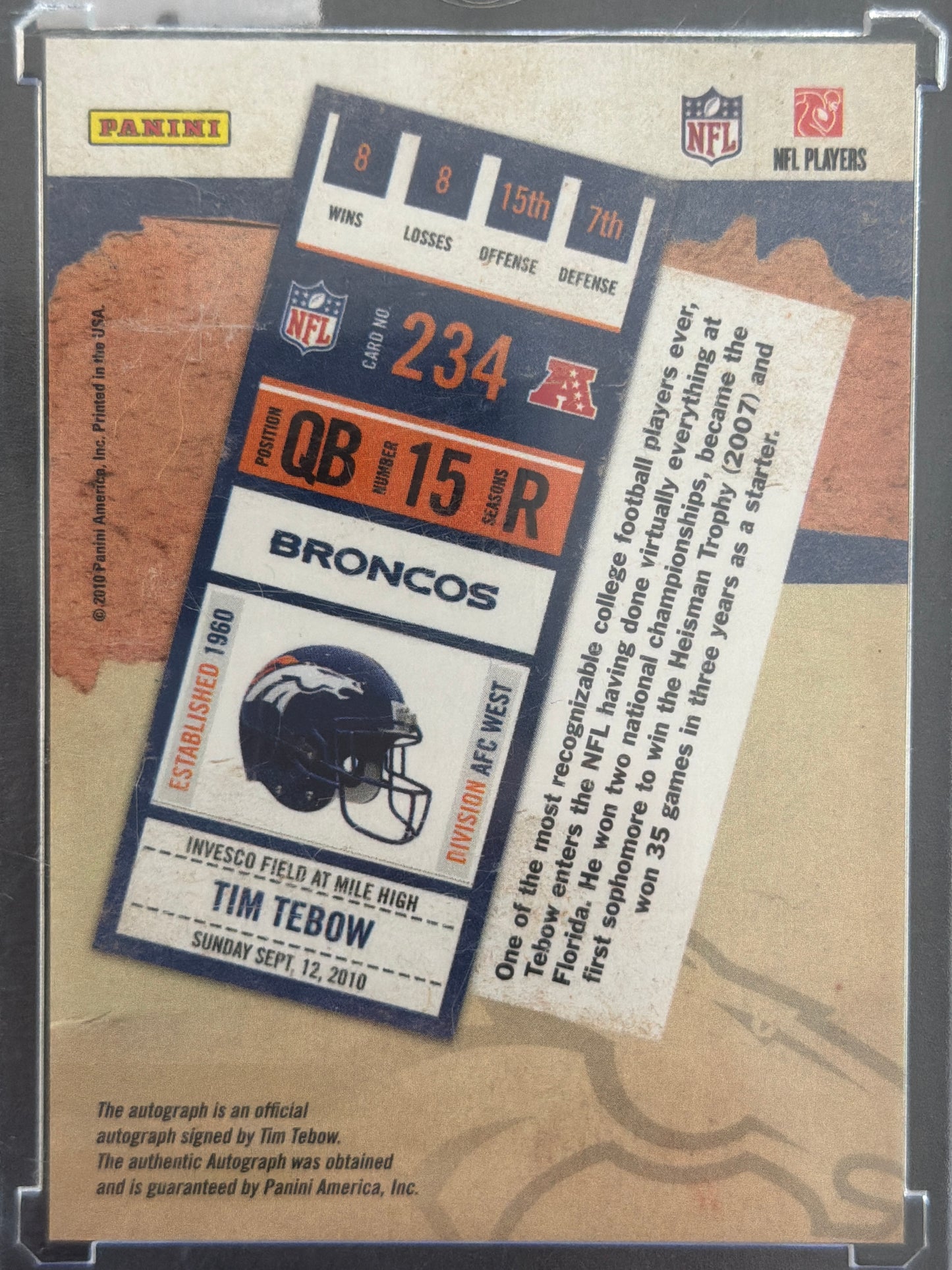 2010 Playoff Contenders Tim Tebow #234