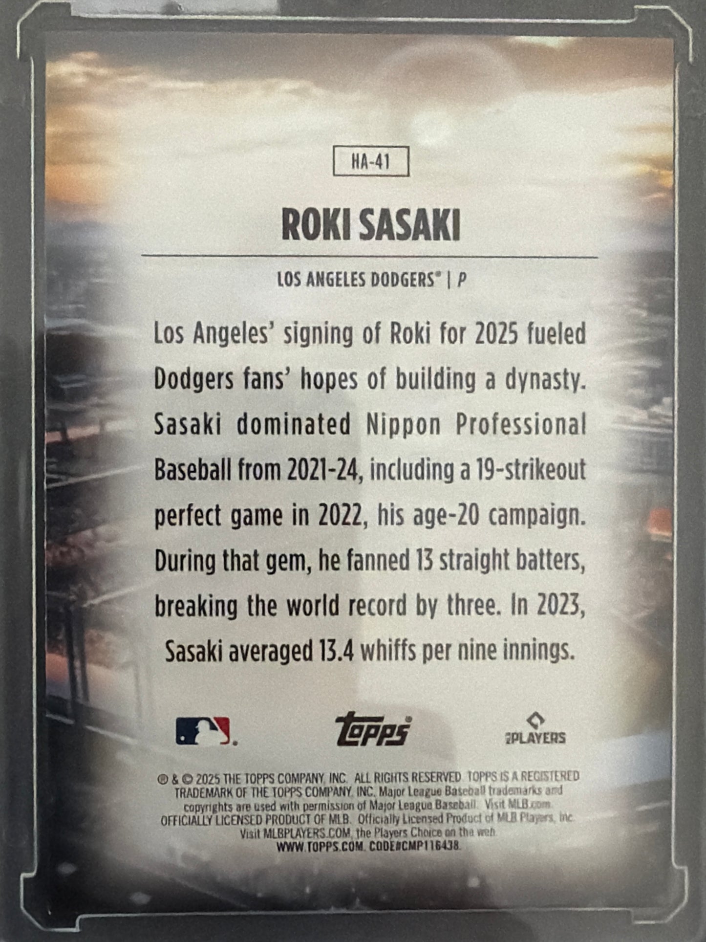 2025 Topps Home Field Advantage Roki Sasaki #HA-41 RC