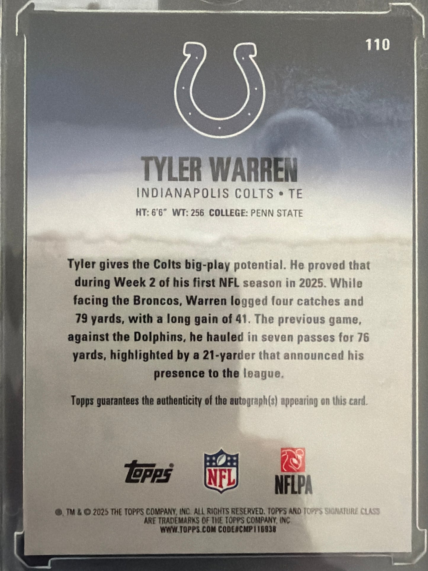 2025 Topps Signature Class Tyler Warren #110 RC