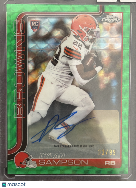 2025 Topps Chrome Dylan Sampson #RA-DSA Green X-Fractor /99 RC