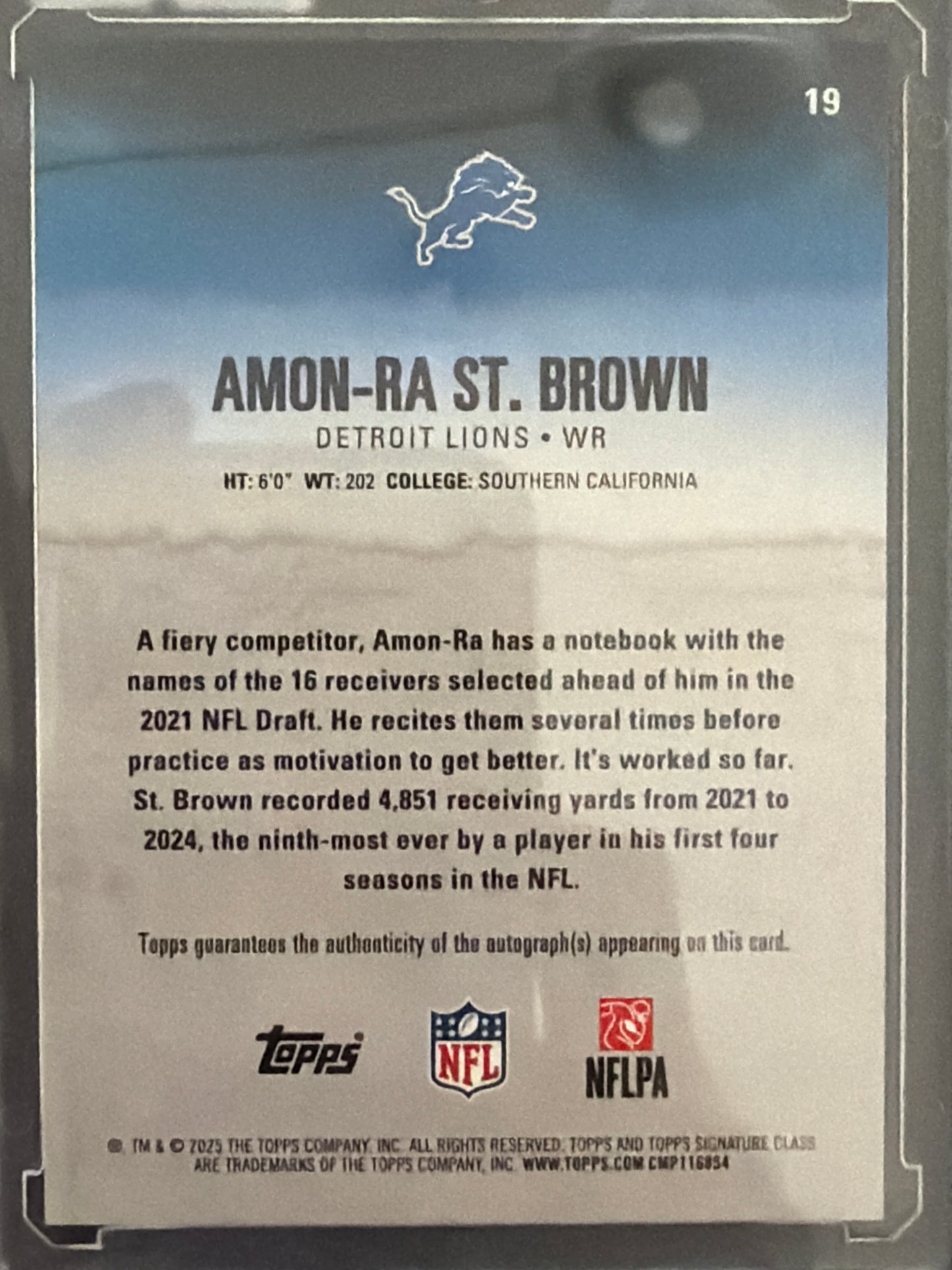 2025 Topps Signature Class Amon-Ra St. Brown #19 /275