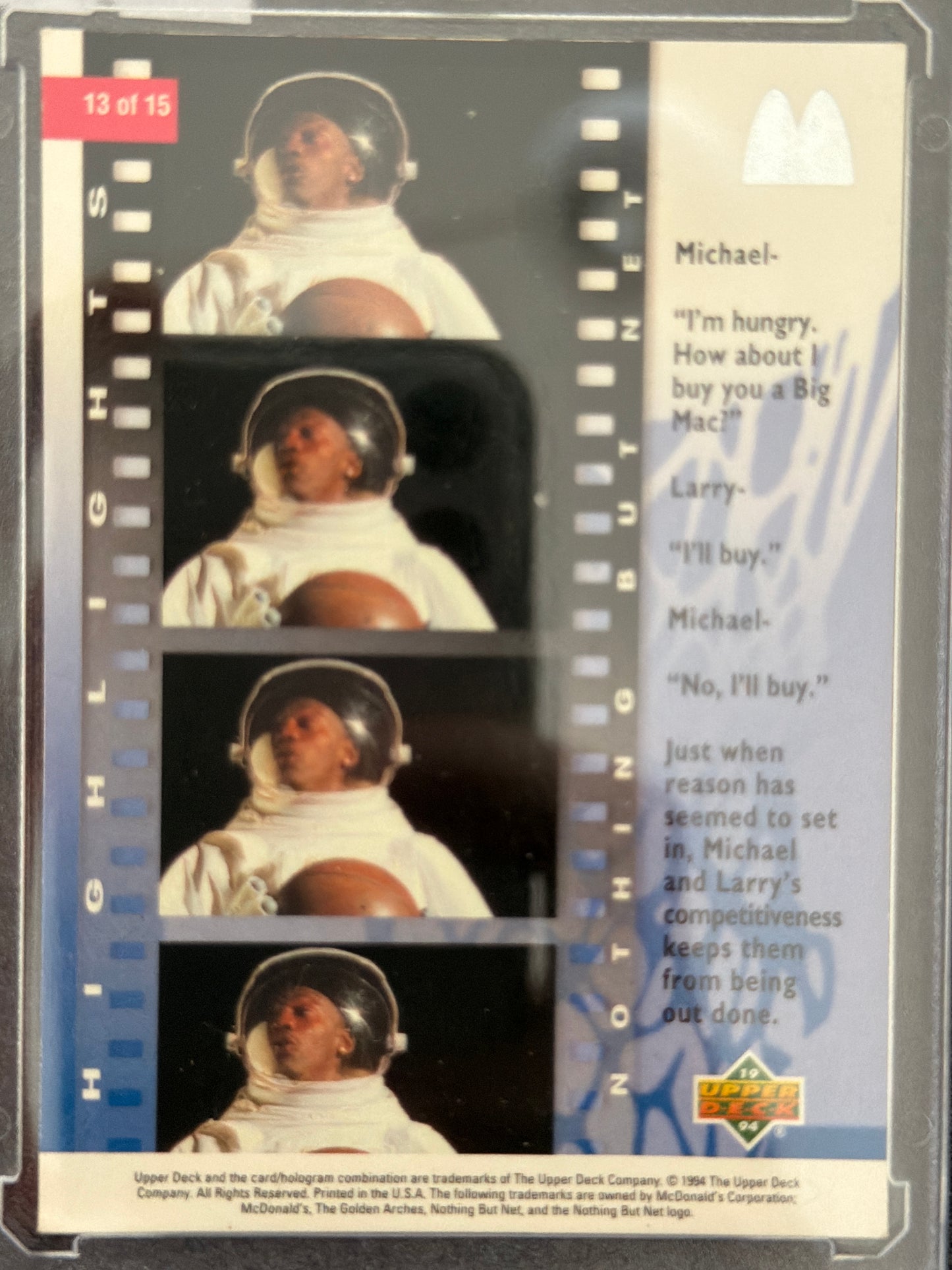 1994 Upper Deck McDonald's Nothing But Net Michael Jordan Larry Bird #13