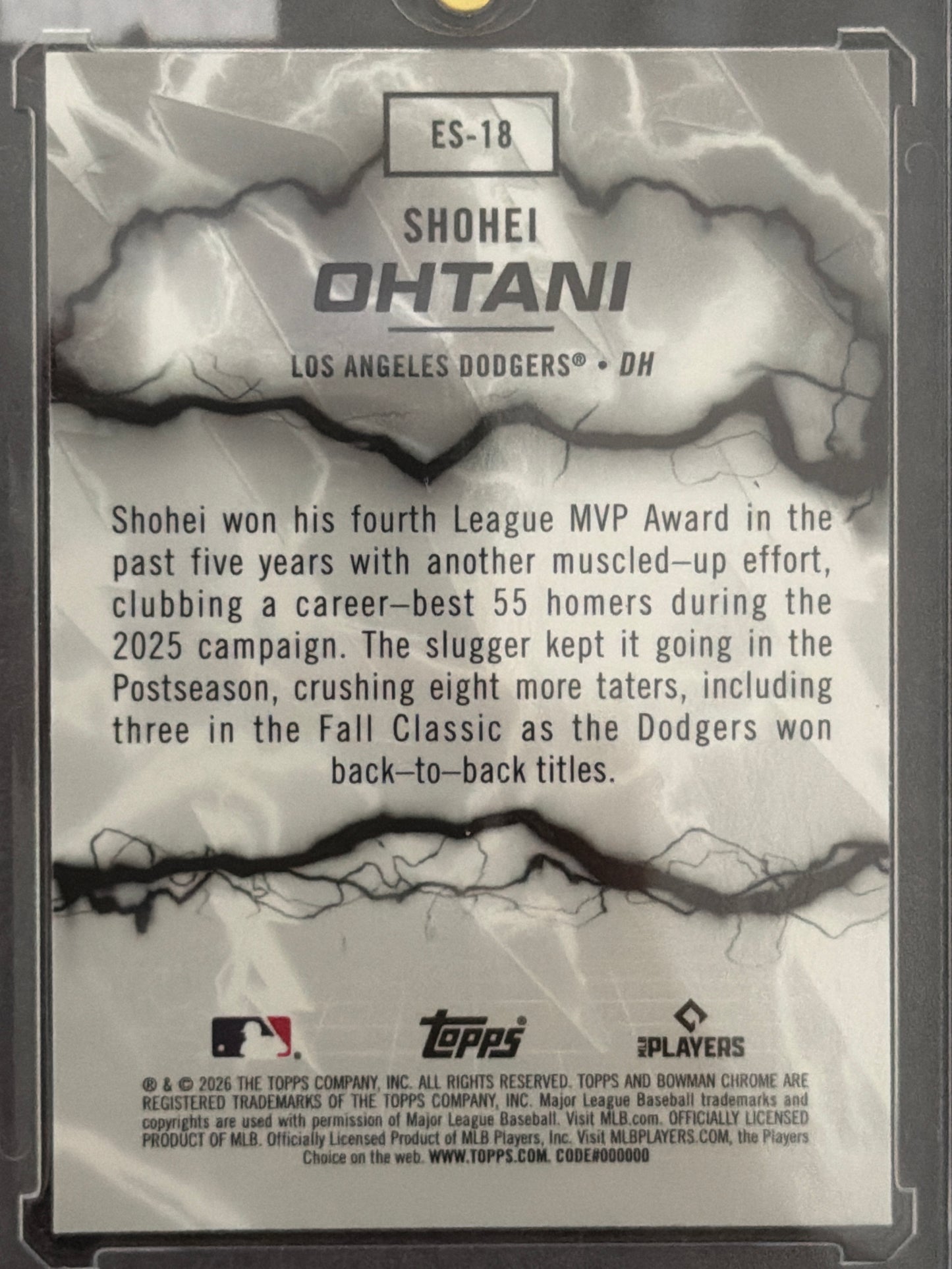 2026 Bowman Chrome Electric Sluggers Shohei Ohtani #ES-18