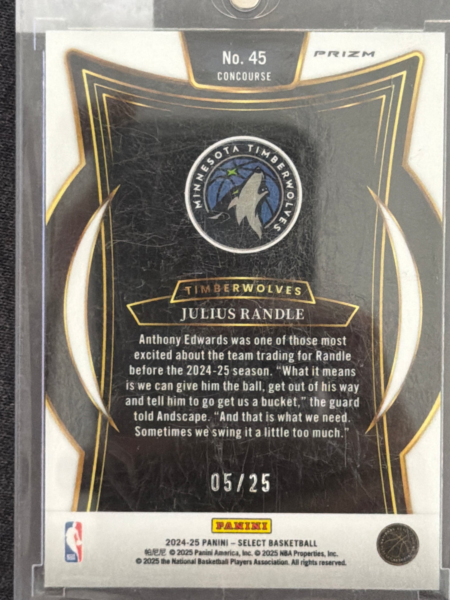 2025 Panini Select Prizm Concourse Julius Randle #45 Tie-Dye /25
