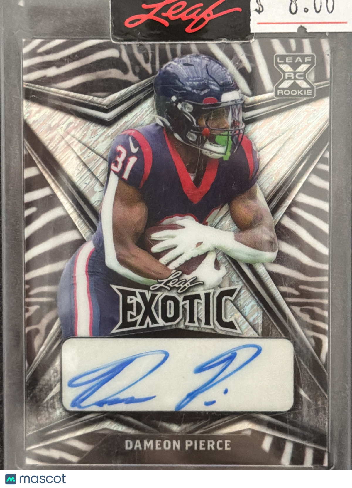 2022 Leaf Exotic Dameon Pierce #BA-DP2 Zebra /8 RC