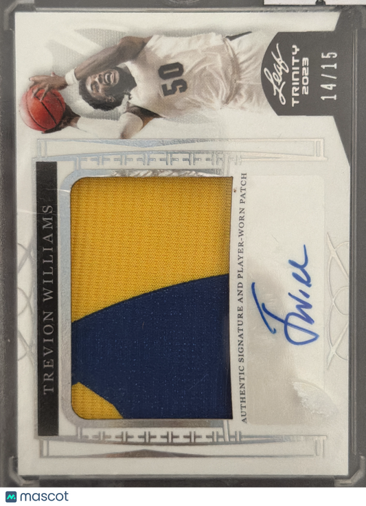 2023 Leaf Trevion Williams #PA-TW1 /15 Authentic Signature and Player-Worn Patch